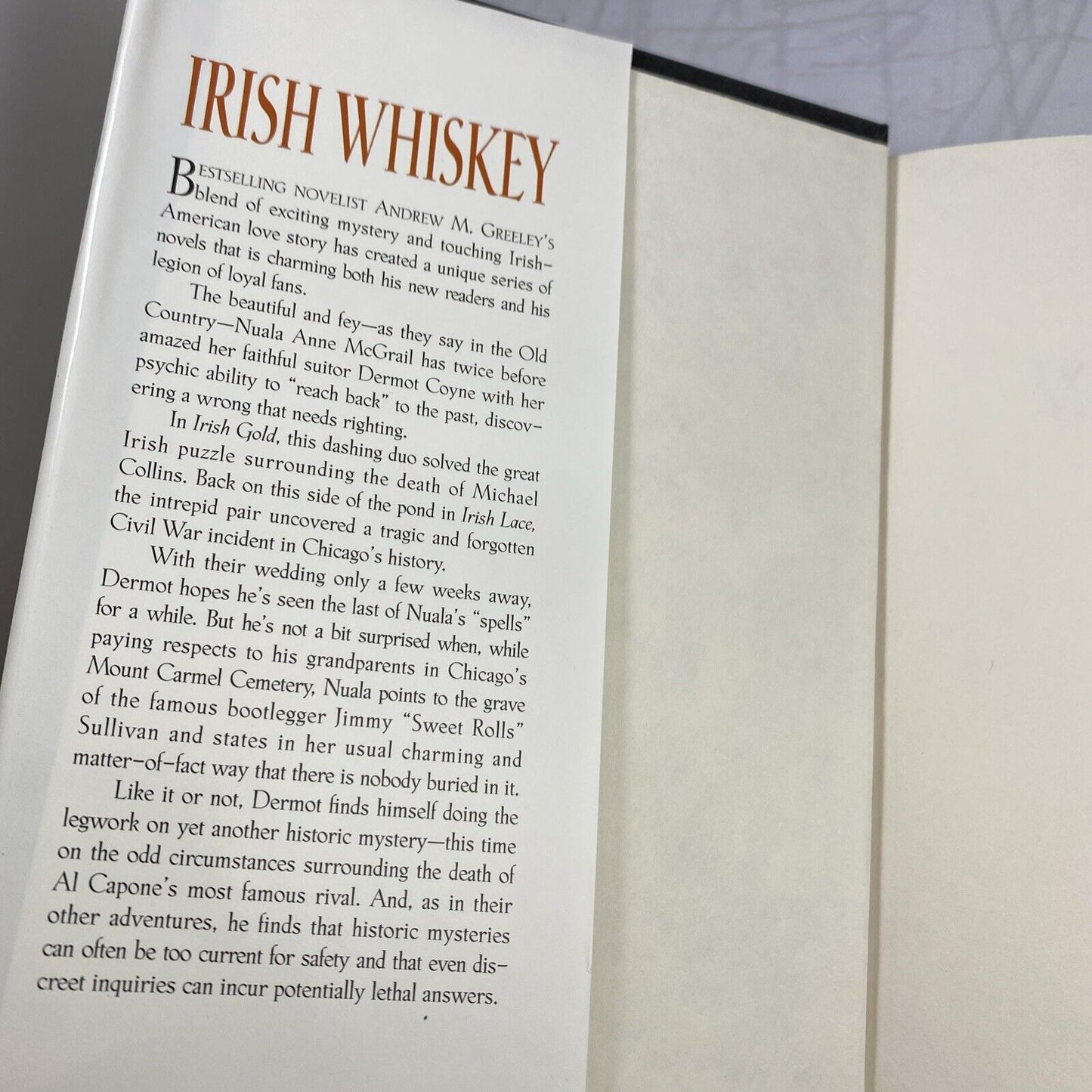 Irish Whiskey by Andrew M. Greeley (Hardcover 1998) Rare Forge Book Club Ed