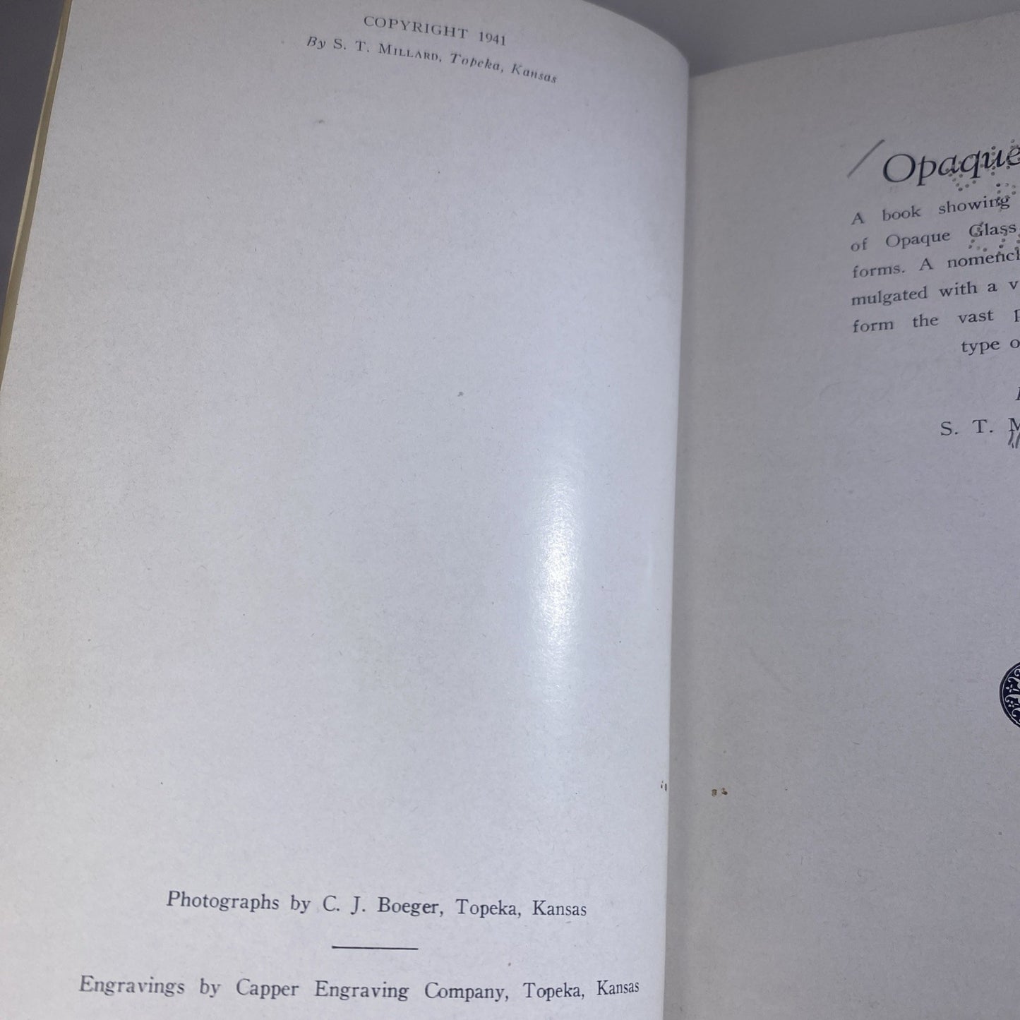 Opaque Glass by S T Millard 1953 Hardcover Vintage Rebound Antique Collecting