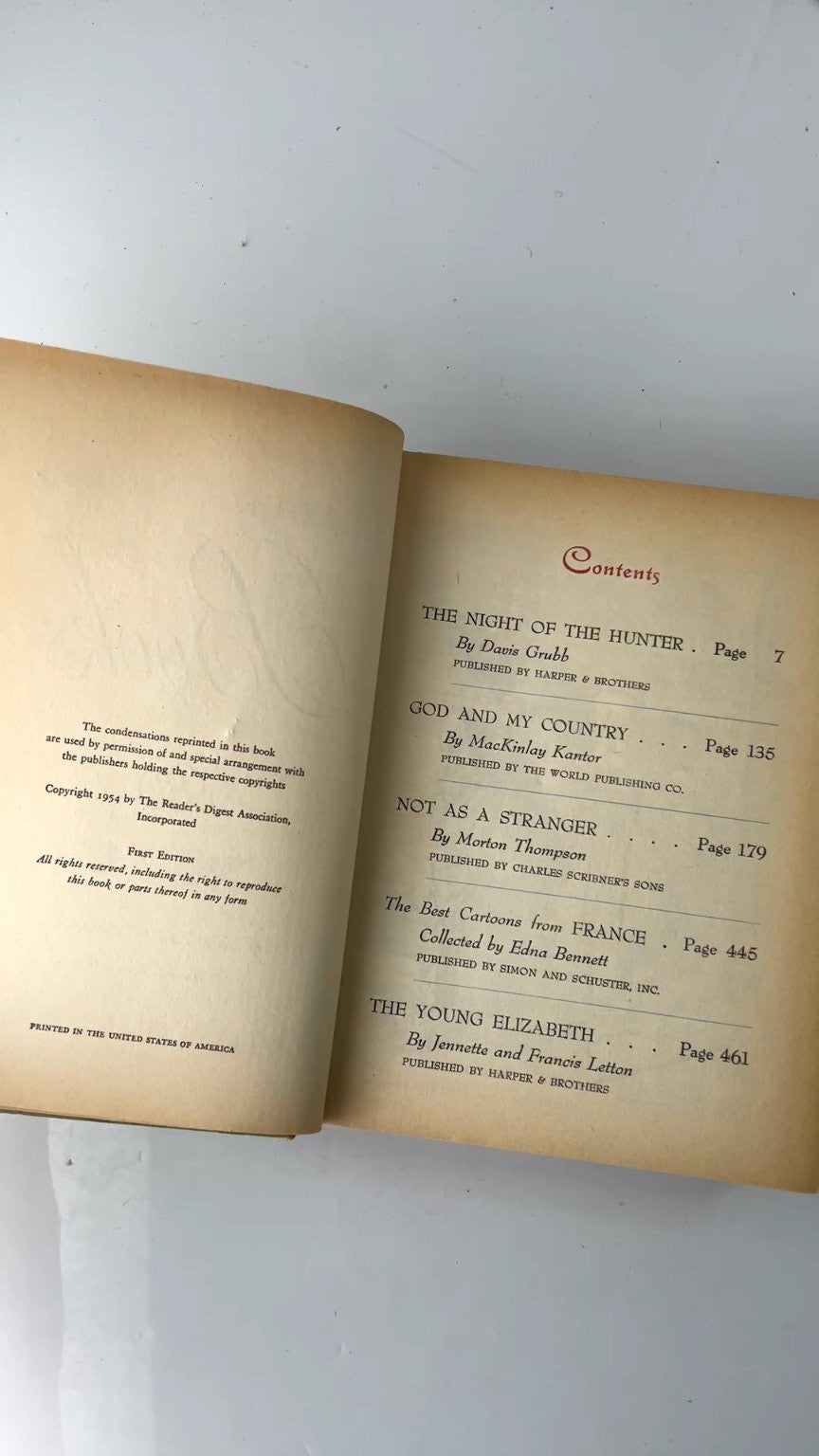 Reader's Digest Condensed Books Spring 1954 Volume 17 First Edition