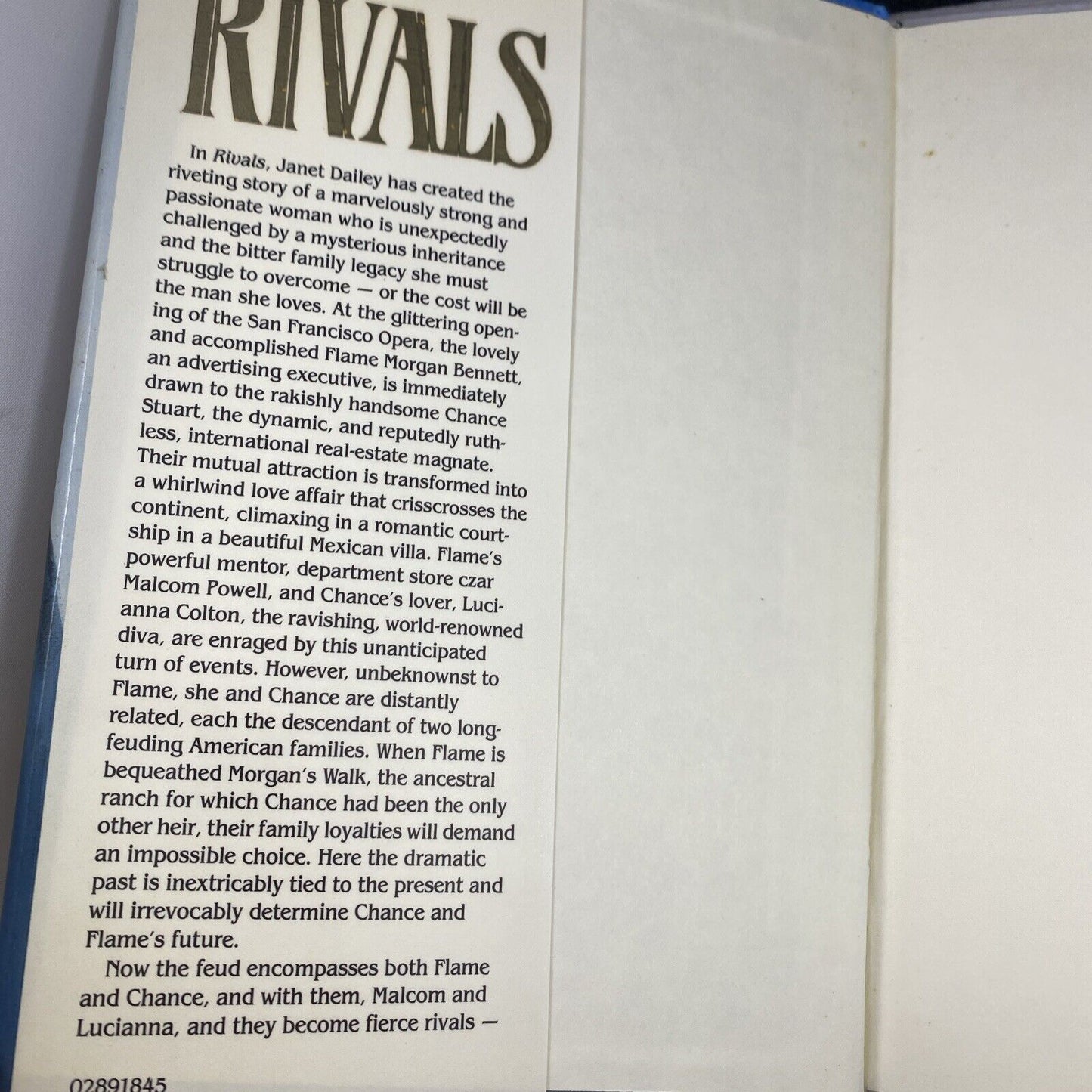 Rivals Contemporary Romance Hardcover Book by Janet Dailey Suspense 1989 First