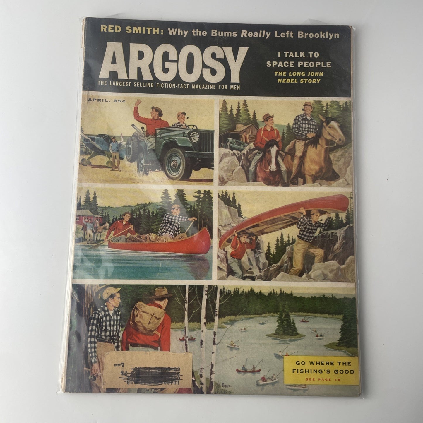 Argosy Fiction-Fact Magazine for Men April 1958 Space People Long John Nebel