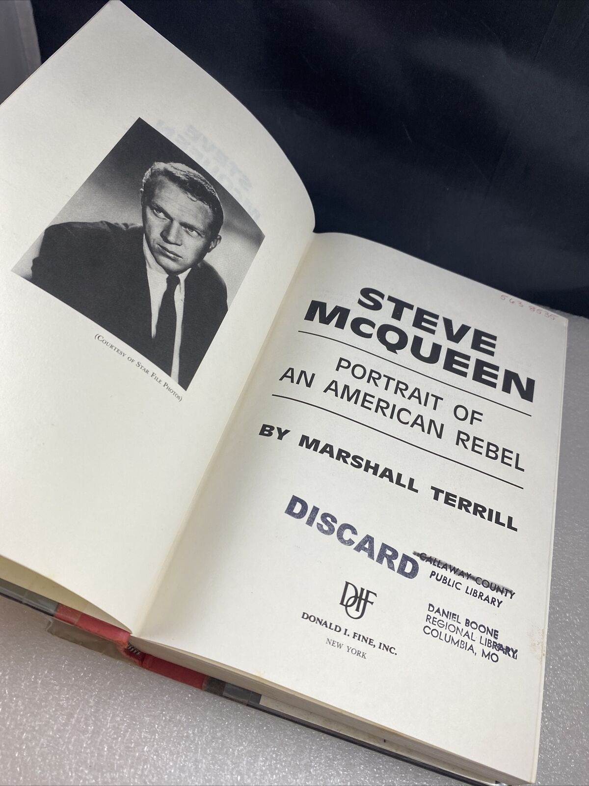 STEVE McQUEEN PORTRAIT AMERICAN REBEL -MARSHALL TERRIL 1st printing Ed Ex Libris