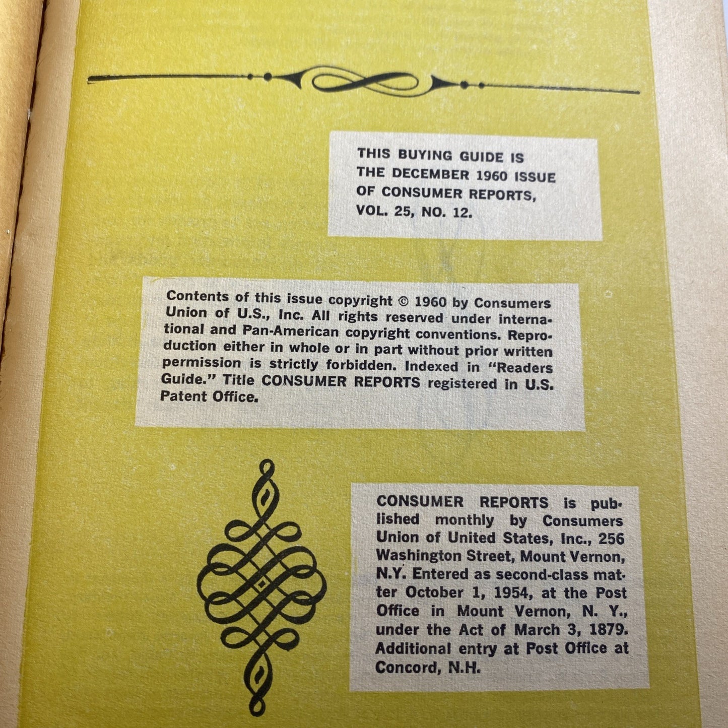 1960 December, Consumer Reports Buying Guide, Need To Know Facts, (MH912)
