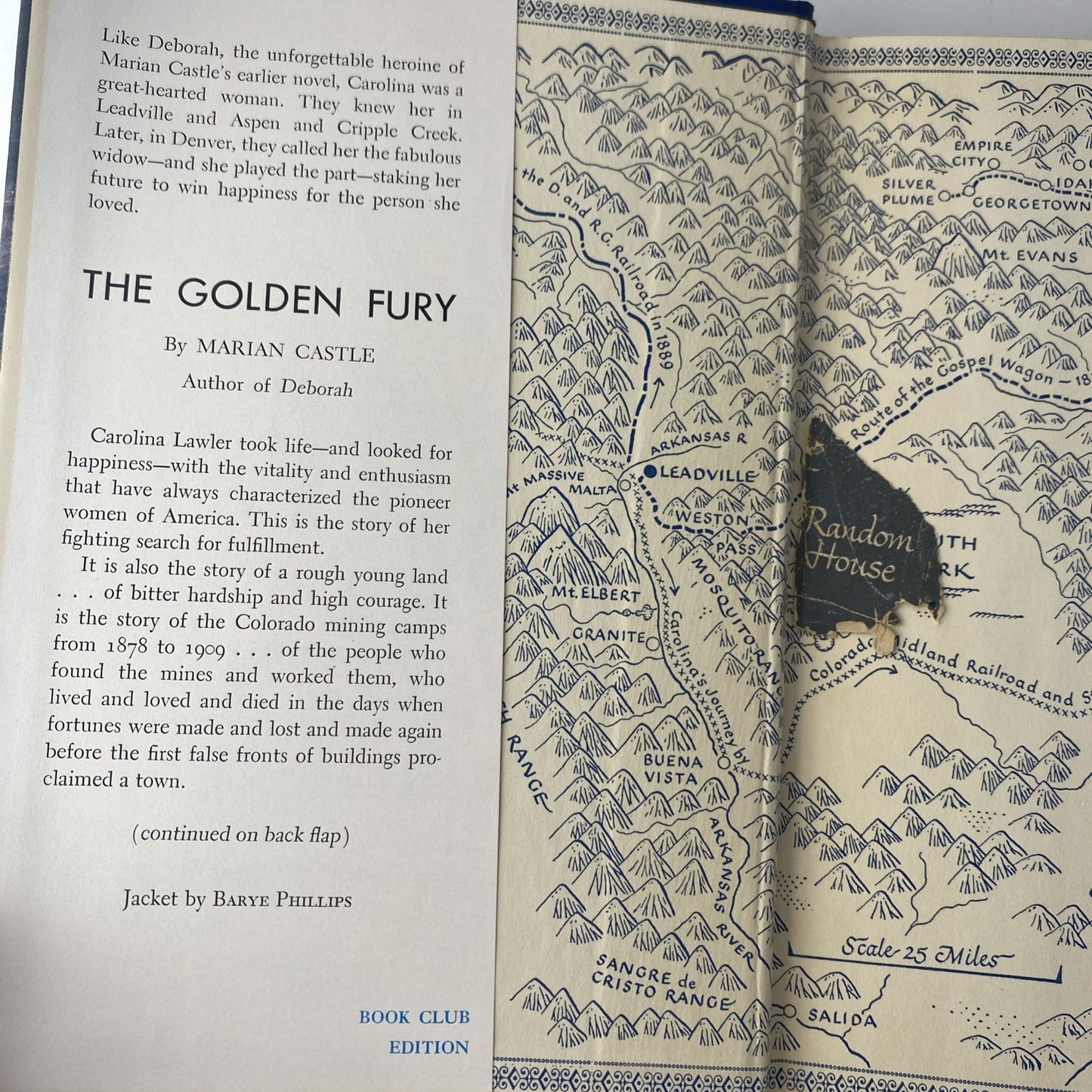 VINTAGE 1949 BOOK THE GOLDEN FURY BY MARIAN CASTLE BOOK CLUB EDITION