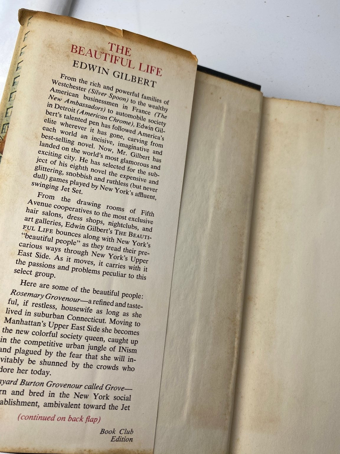 The Beautiful Life Edwin Gilbert 1966 First Edition Novel G.P. Putnam's