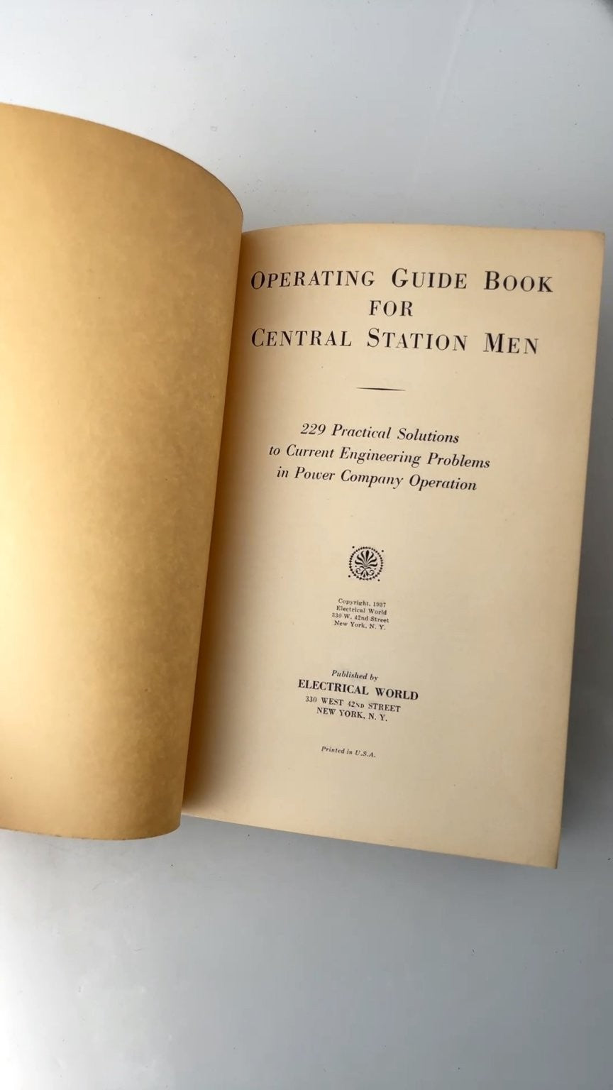 Operating Guide Book for Central Station Men 1937 Electrical World