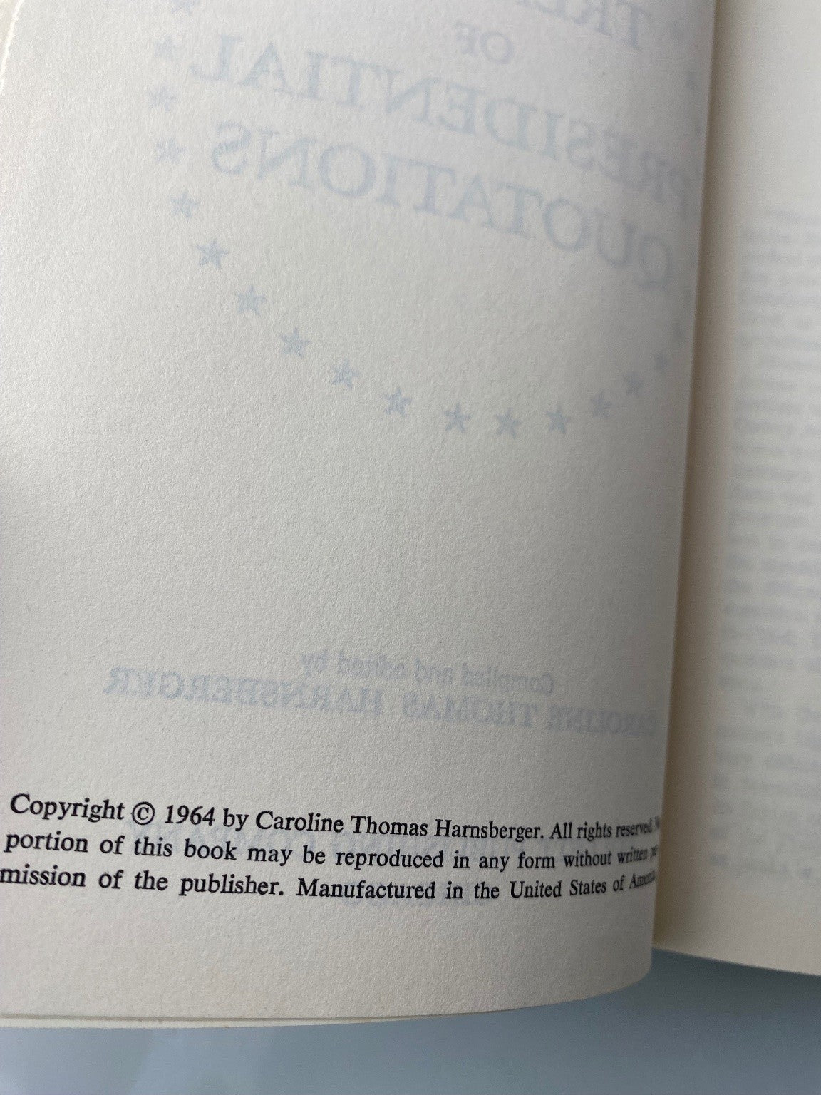 Treasury of Presidential Quotations Caroline Thomas Harnsberger 1964 Book Club