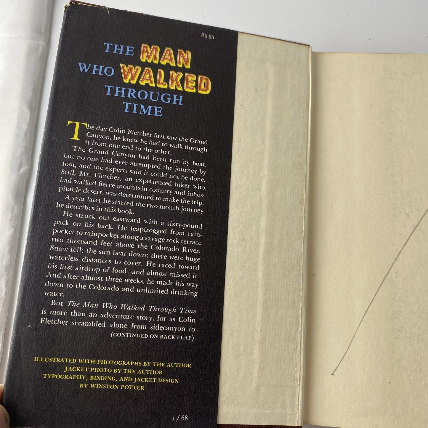 The Man Who Walked Through Time Colin Fletcher 1968 Third Printing Adventure