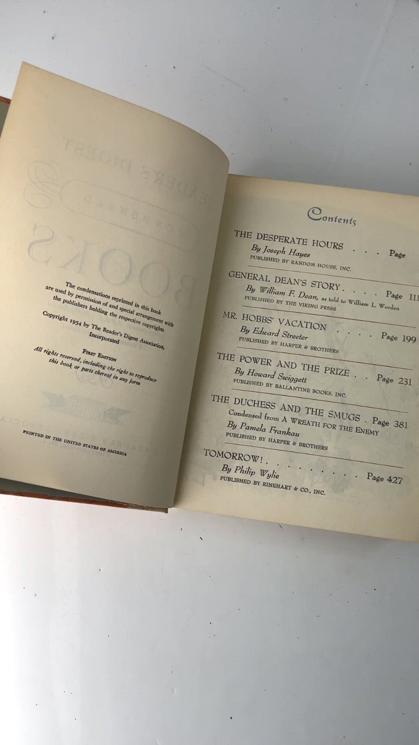 Reader's Digest Condensed Books 1954 First Edition Summer Volume 18