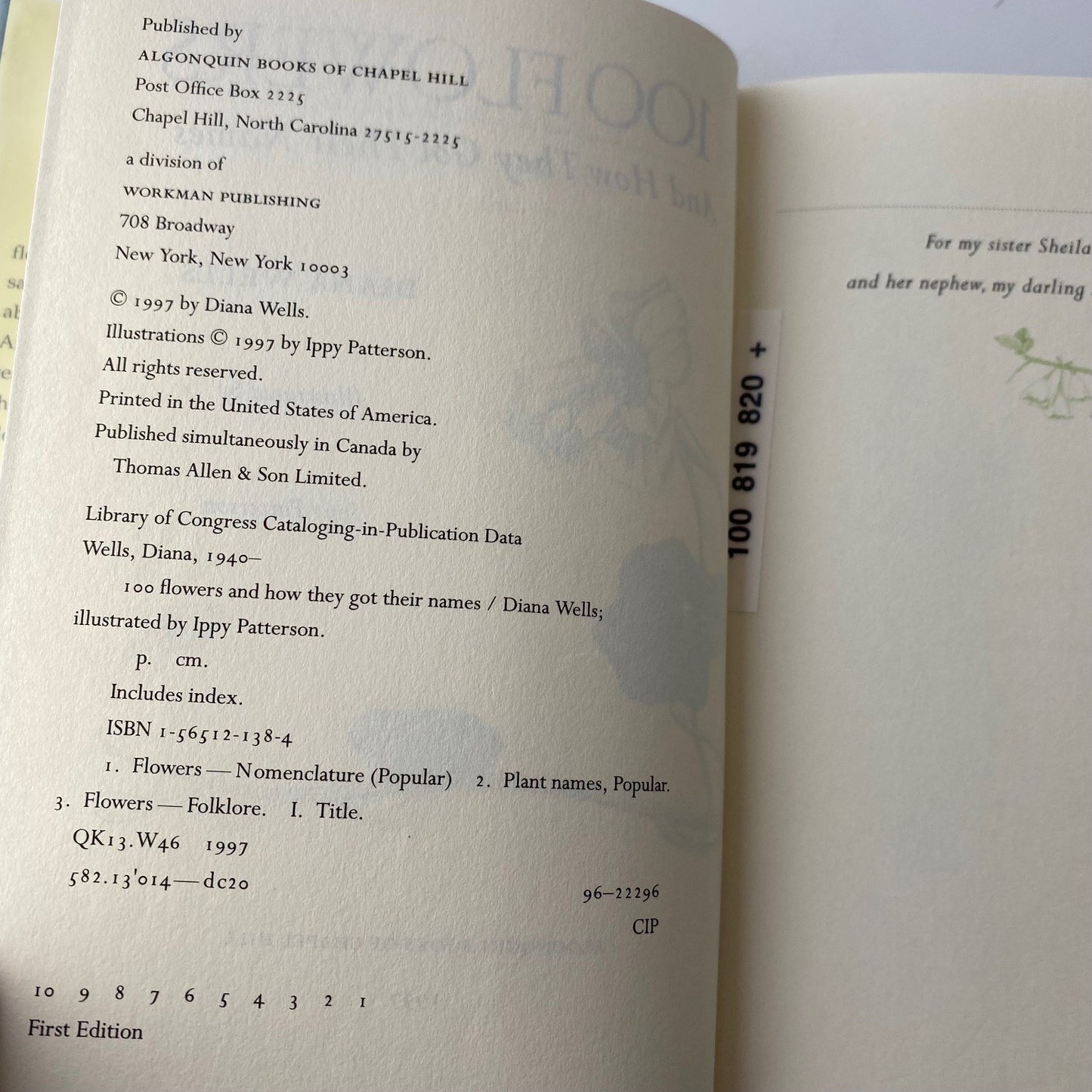 100 Flowers and How They Got Their Names Diana Wells 1997 First Edition