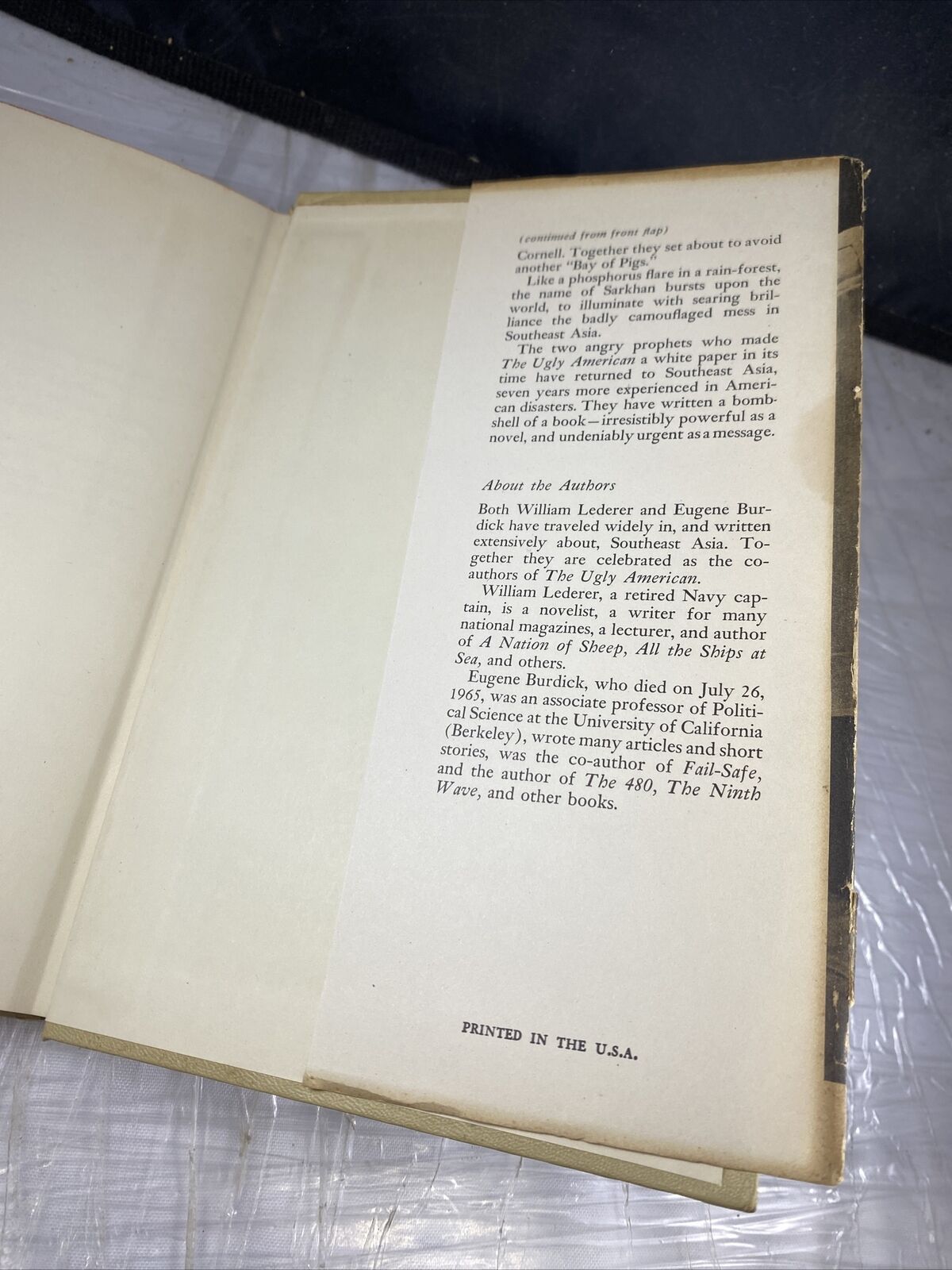 William J. Lederer, Eugene Burdick SARKHAN Book Club Edition Vintage Novel