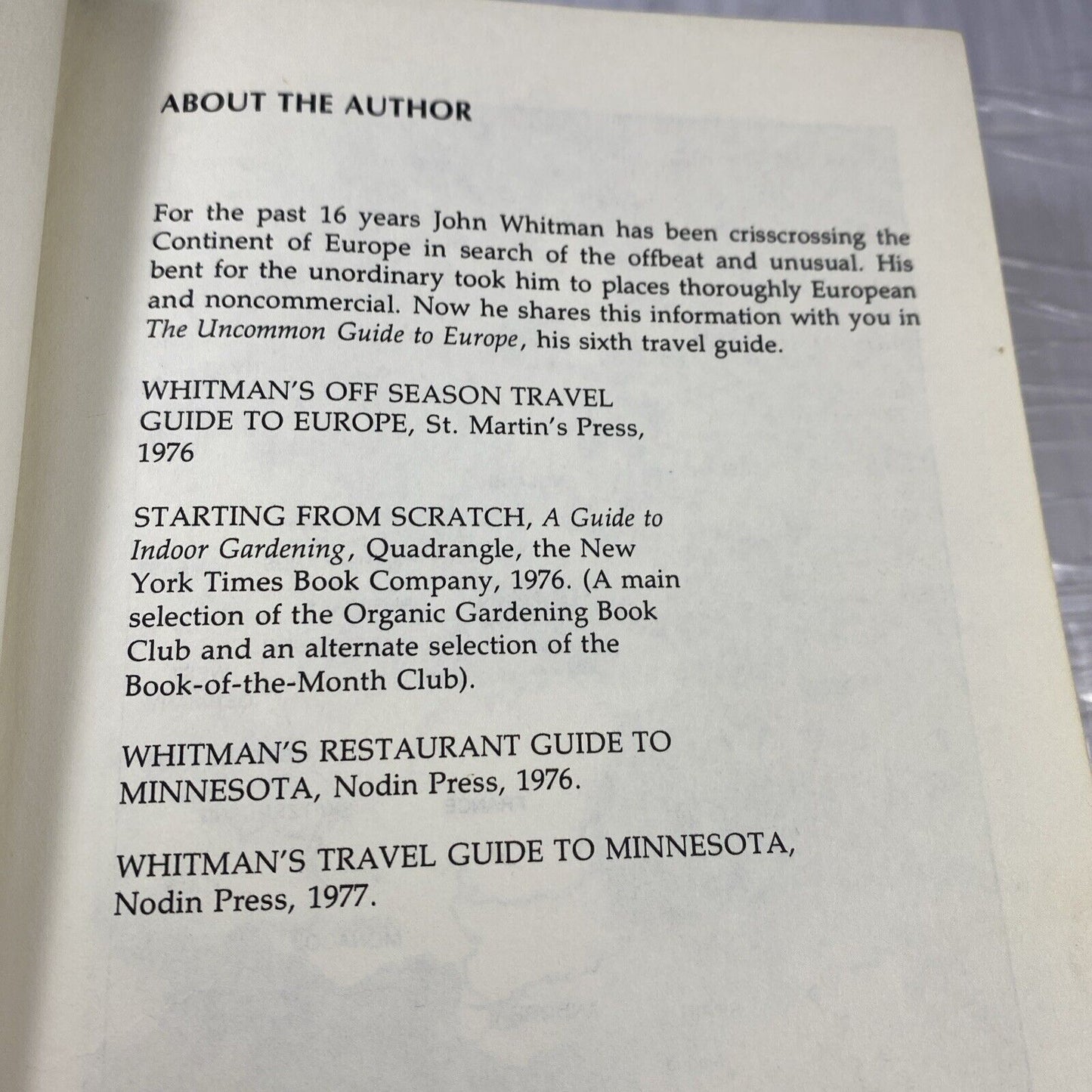 The uncommon guide to Europe John Whitman Rare Travel Guide Vintage Ex Library
