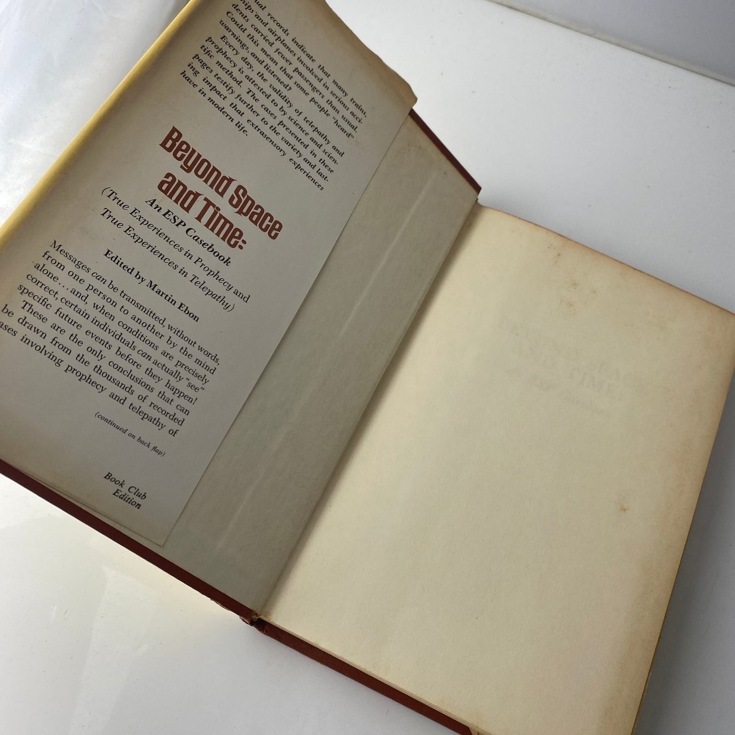 Beyond Space and Time Martin Ebon 1967 Book Club Edition ESP Casebook