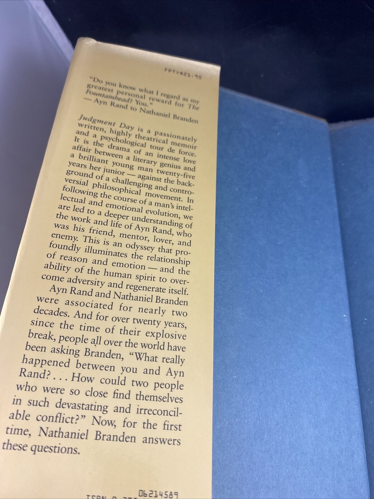 Nathaniel BRANDEN / Judgment Day My Years with Ayn Rand First Edition Print