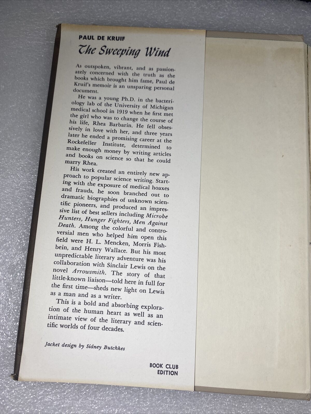 THE SWEEPING WIND Paul De Kruif Dust Jacket Harcourt Vintage 60s BCE DJ Deco
