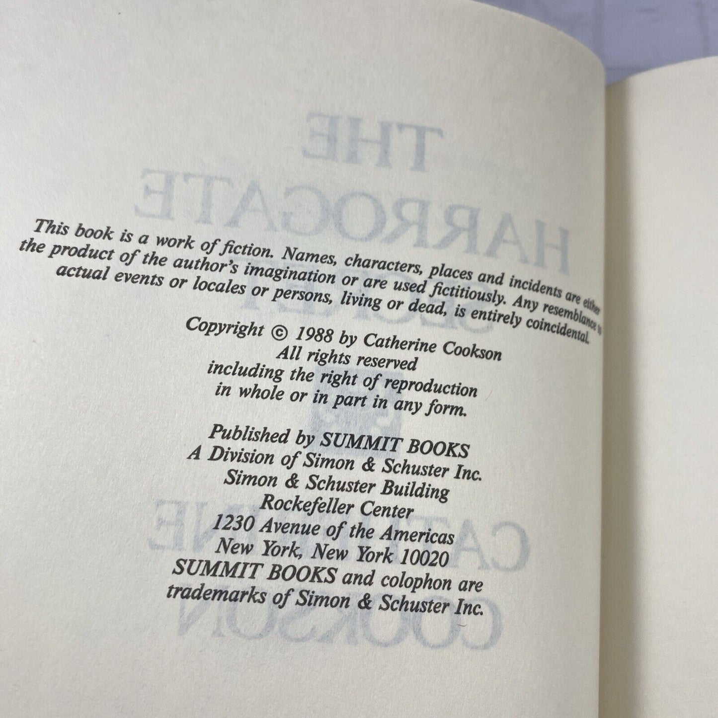 Catherine Cookson ~ The Harrogate Secret ~ 1988 ~ hardcover w/DJ book club ed