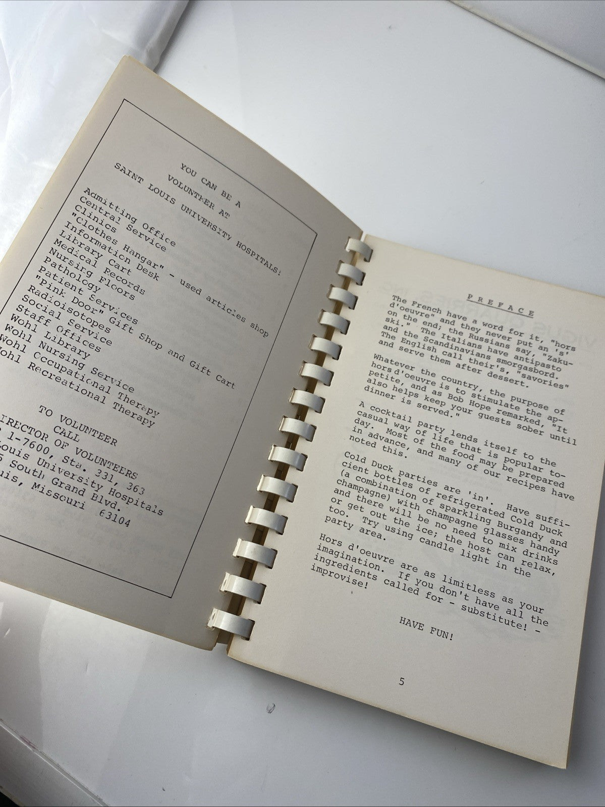 Rare Midwest St. Louis University Hospital Auxiliary Happy Hour Recipes Cookbook