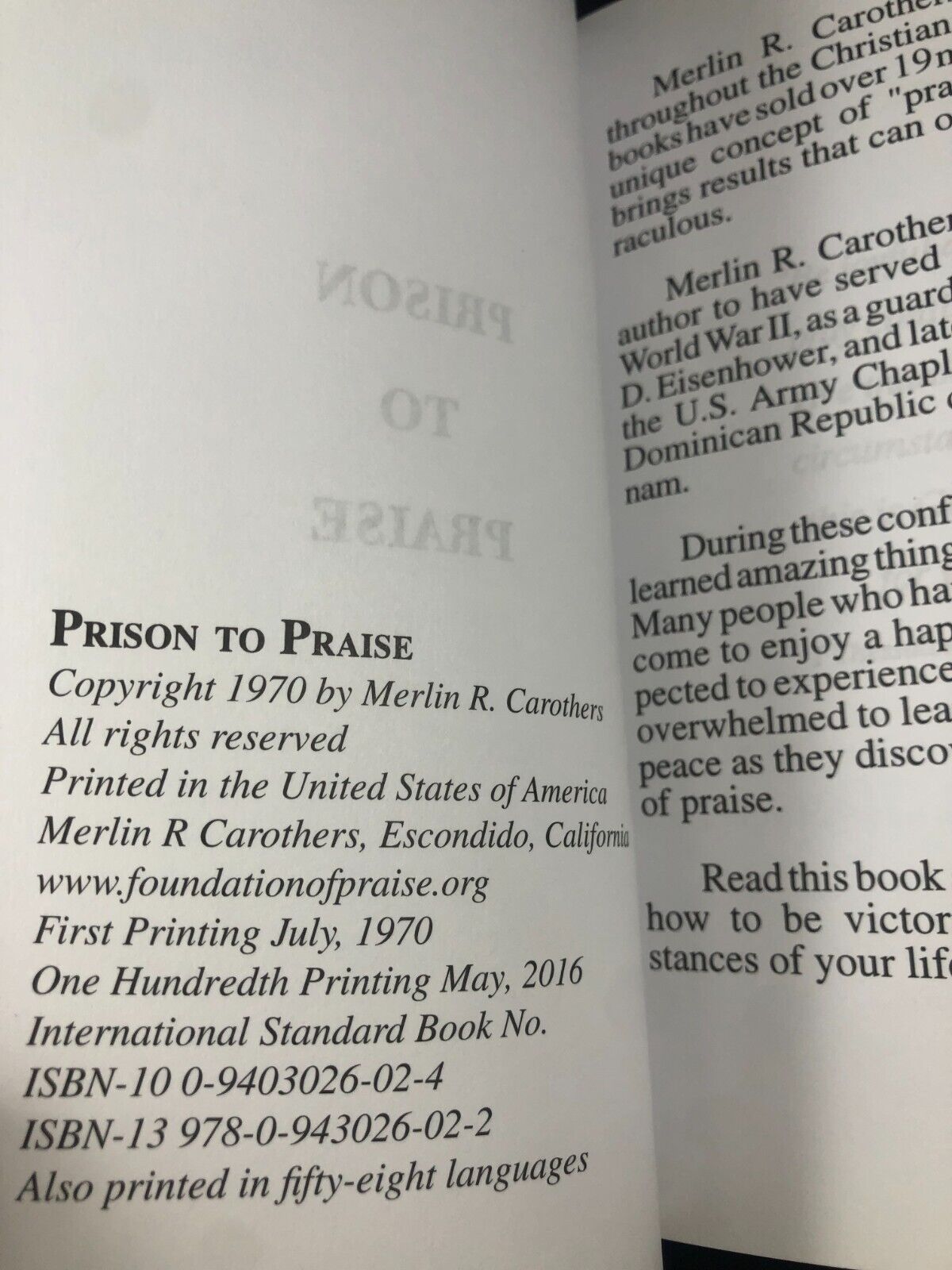 Prison to Praise - Paperback By Carothers, Merlin R - GOOD RARE 100th PRINT!