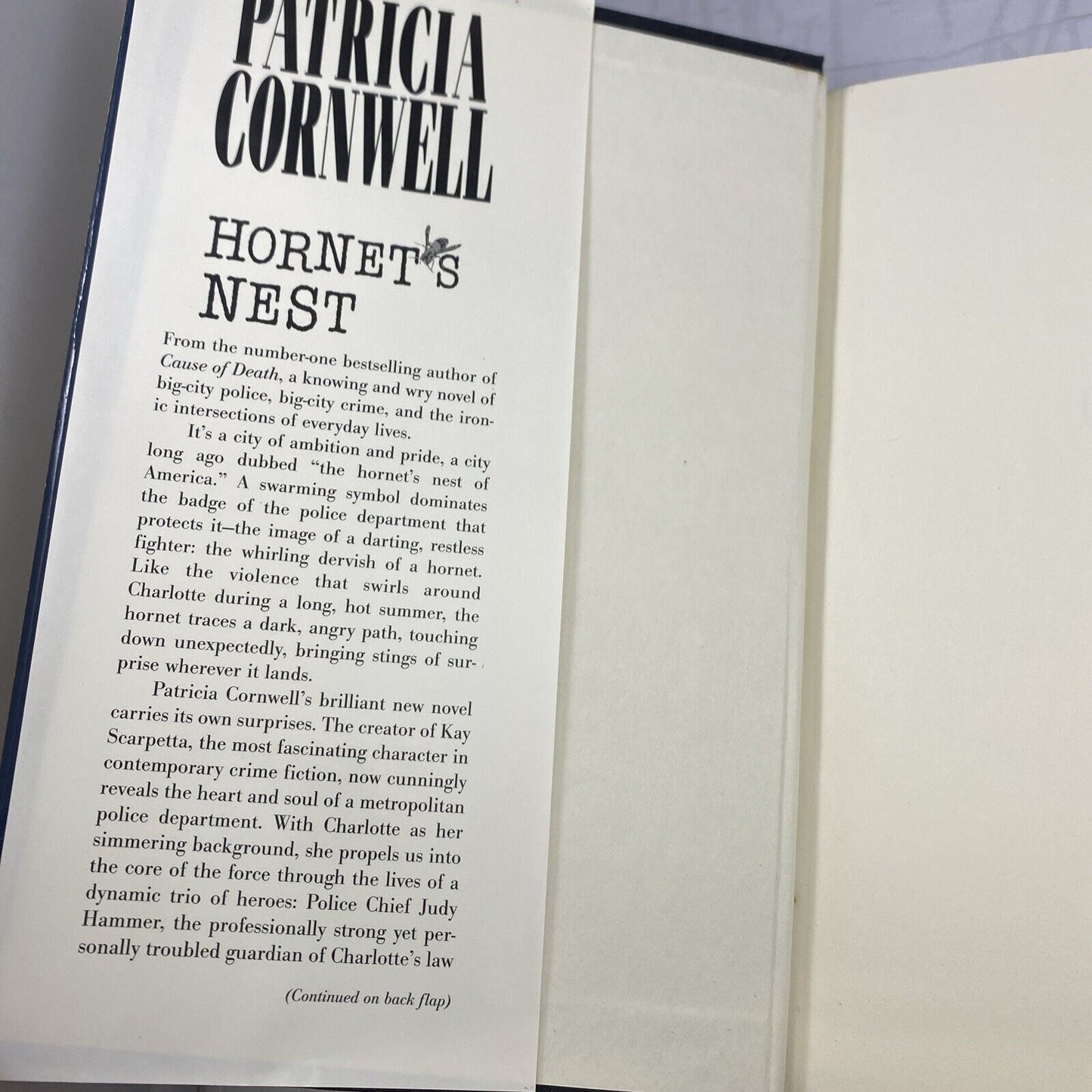 Hornet's Nest Patricia Cornwell HC 1996 Putnam Book Club Edition