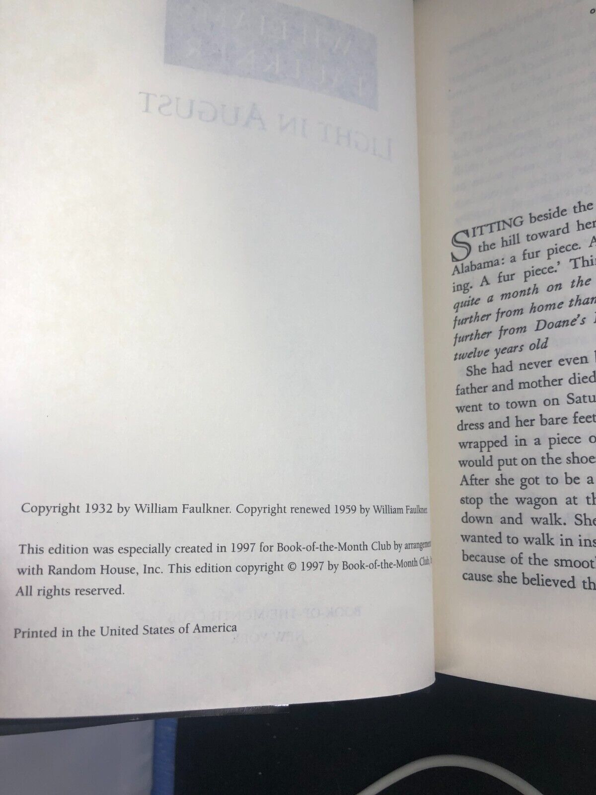 William Faulkner Book Light In August Hardback Random House 480 Pages
