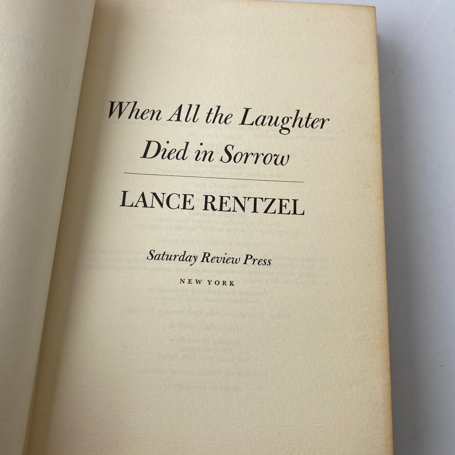 Football book When All the Laughter Died in Sorrow Lance Rentzel 1972 Hardcover