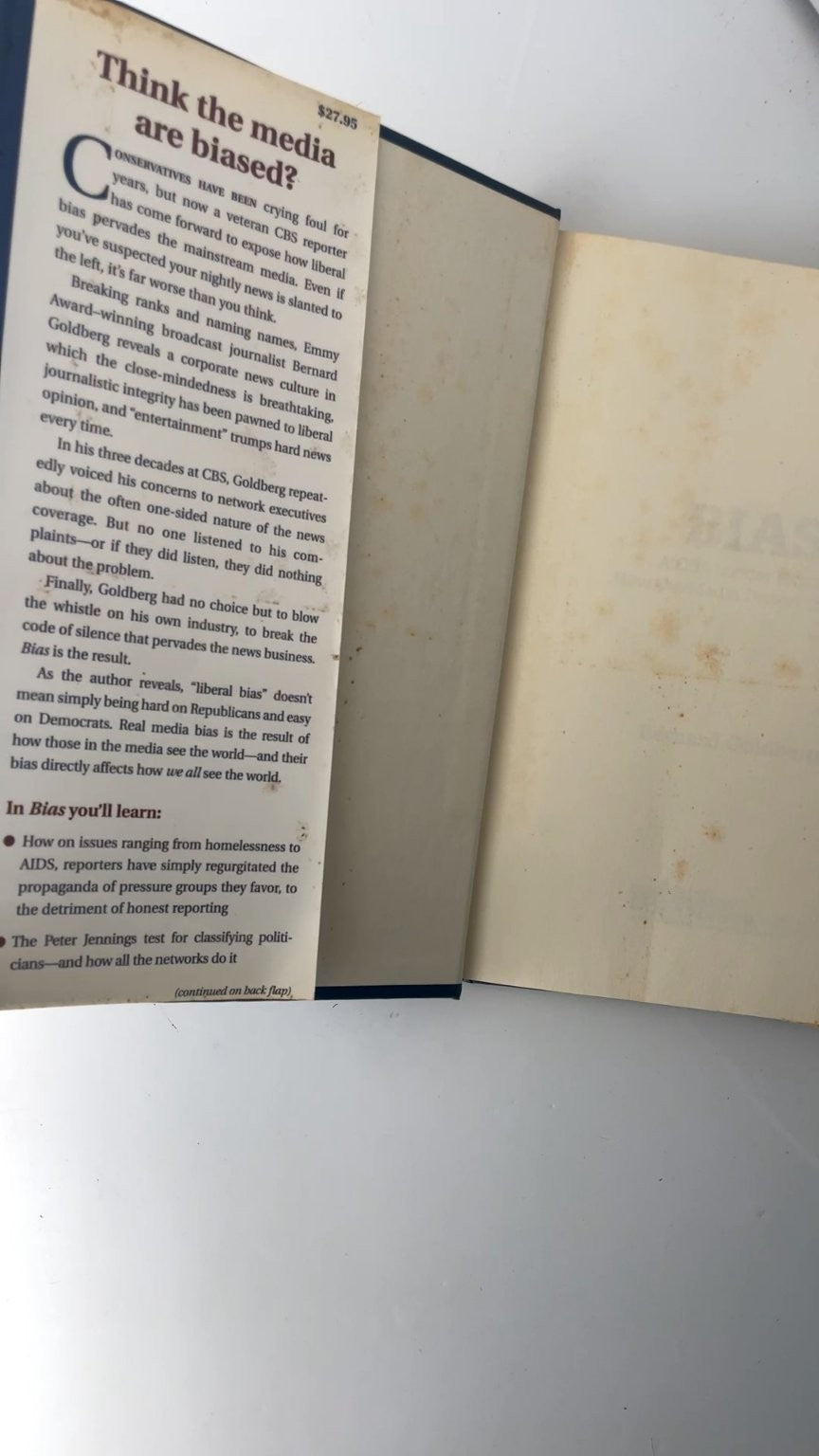 Bias Bernard Goldberg 2002 First Edition Media Critique Regnery Publishing