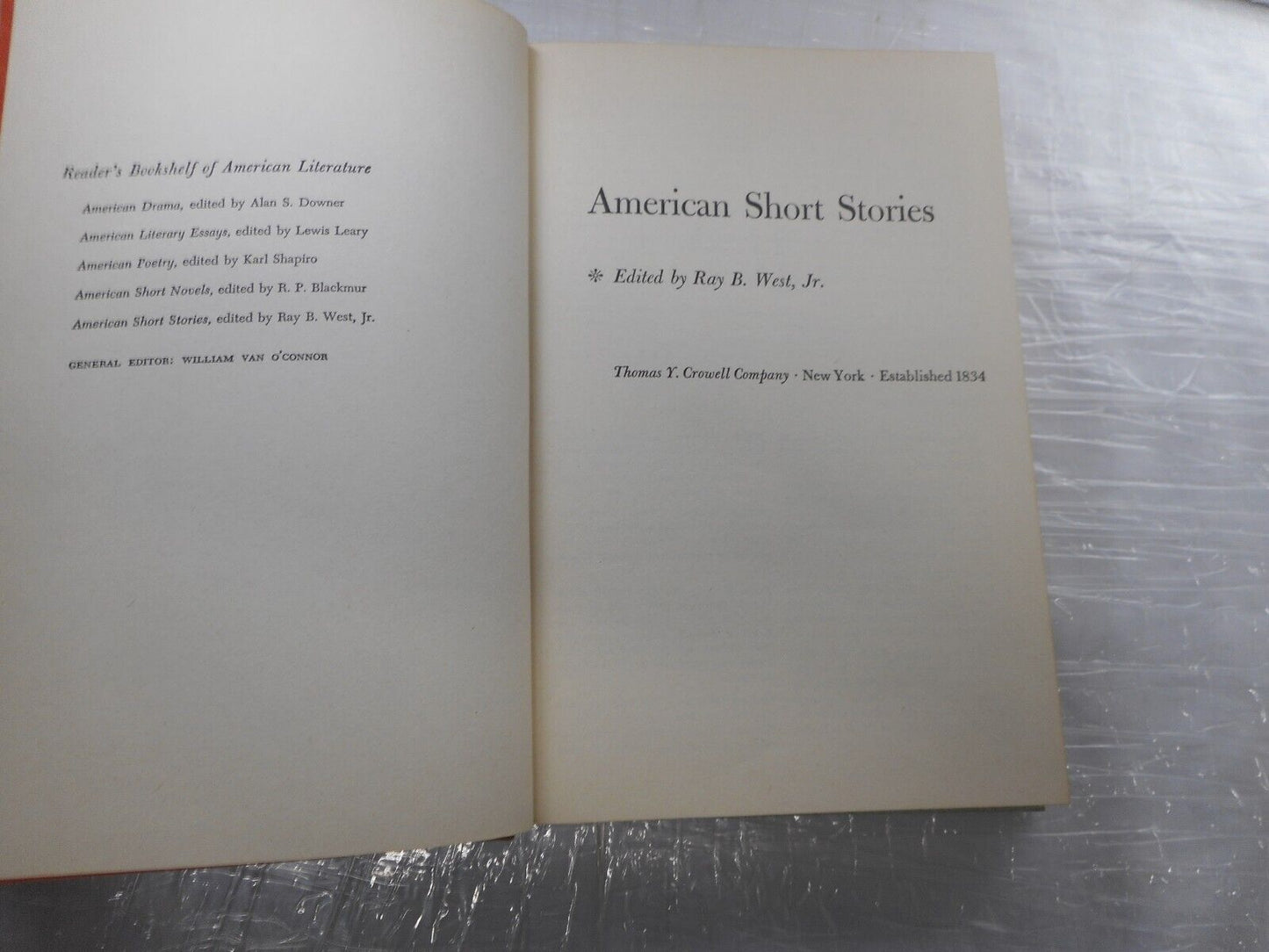 Crowell American Short Stories West Hardcover Book Vintage 1959 box15