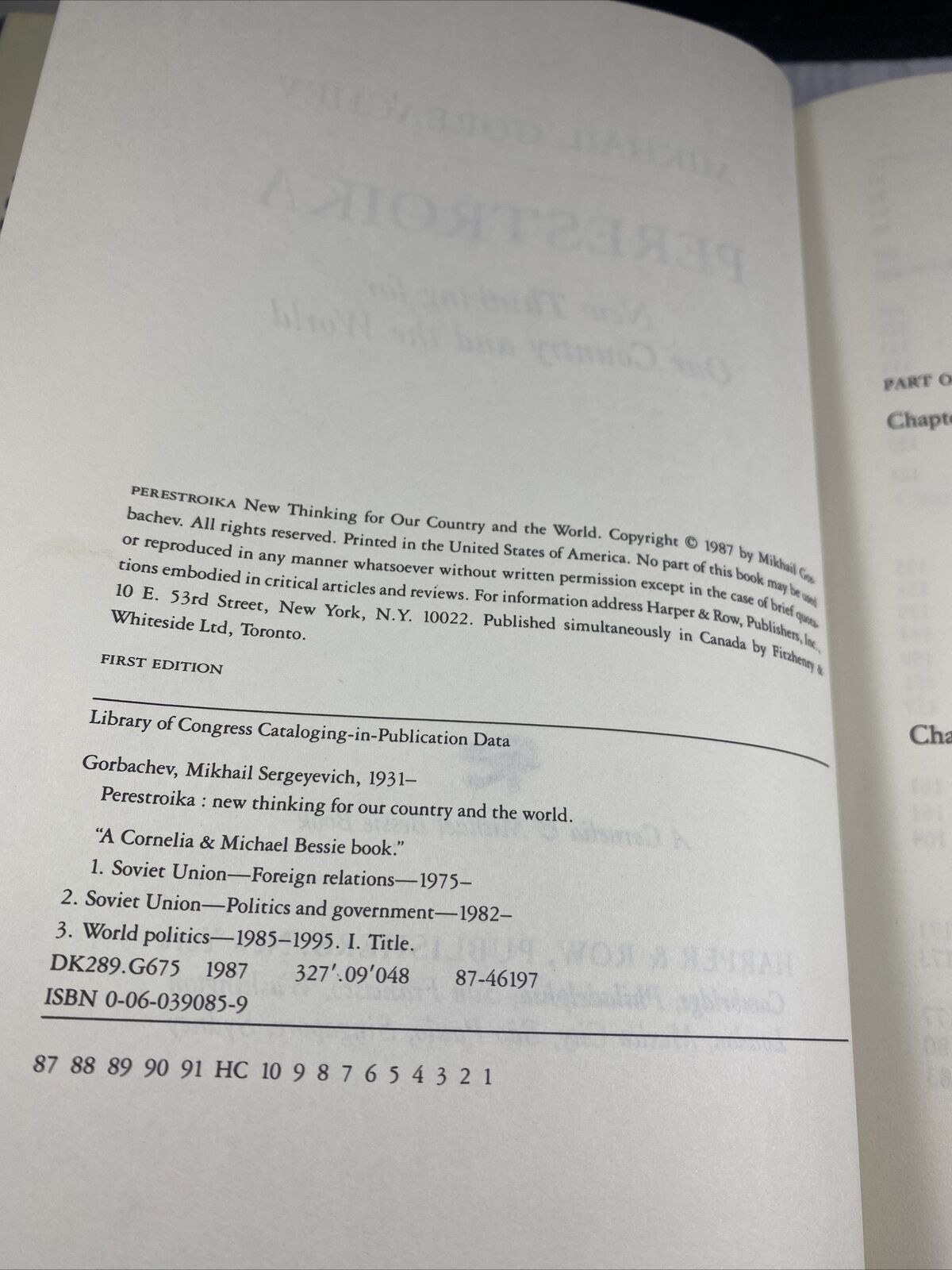 Rare - Mikhail Gorbachev Perestroika, 1st Edition, 1st Printing, Hardcover w/DJ