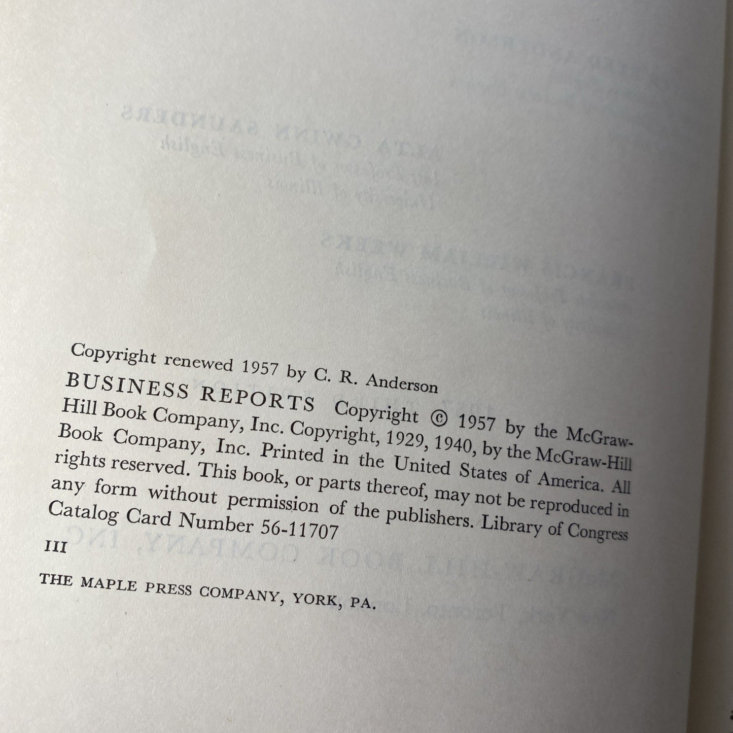 Rare Textbook Business Reports by Alta Gwinn Saunders & Chester Reed Anderson