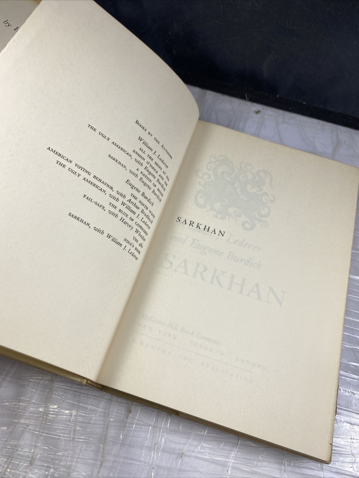 William J. Lederer, Eugene Burdick SARKHAN Book Club Edition Vintage Novel