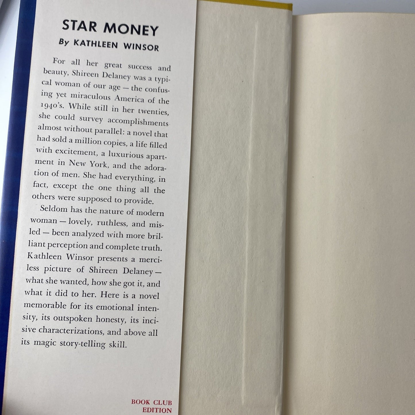 Star Money By Kathleen Winsor 1950 Book Club Edition Hardcover Nice Copy