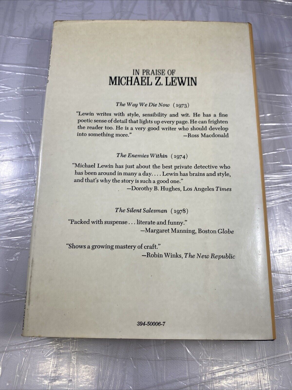 1980 First Ed. Hardcover, "Outside In," Mystery by Michael Lewin VERY GOOD