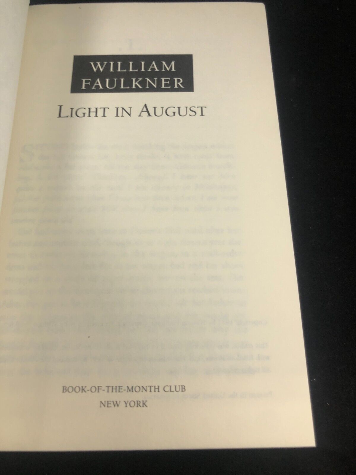 William Faulkner Book Light In August Hardback Random House 480 Pages