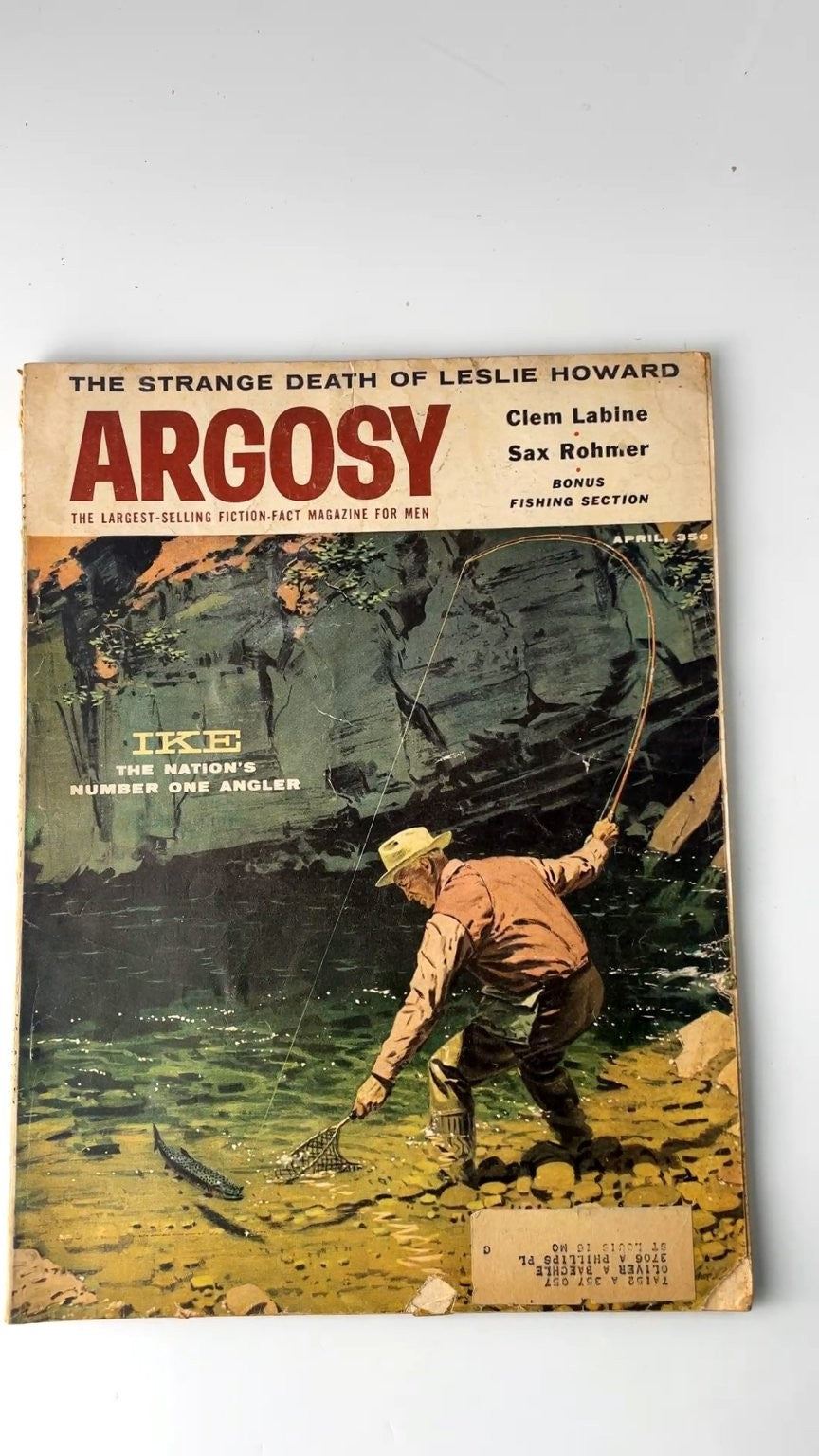 Argosy April 1957 Clem Labine Sax Rohmer Illustrated Fiction-Fact Magazine