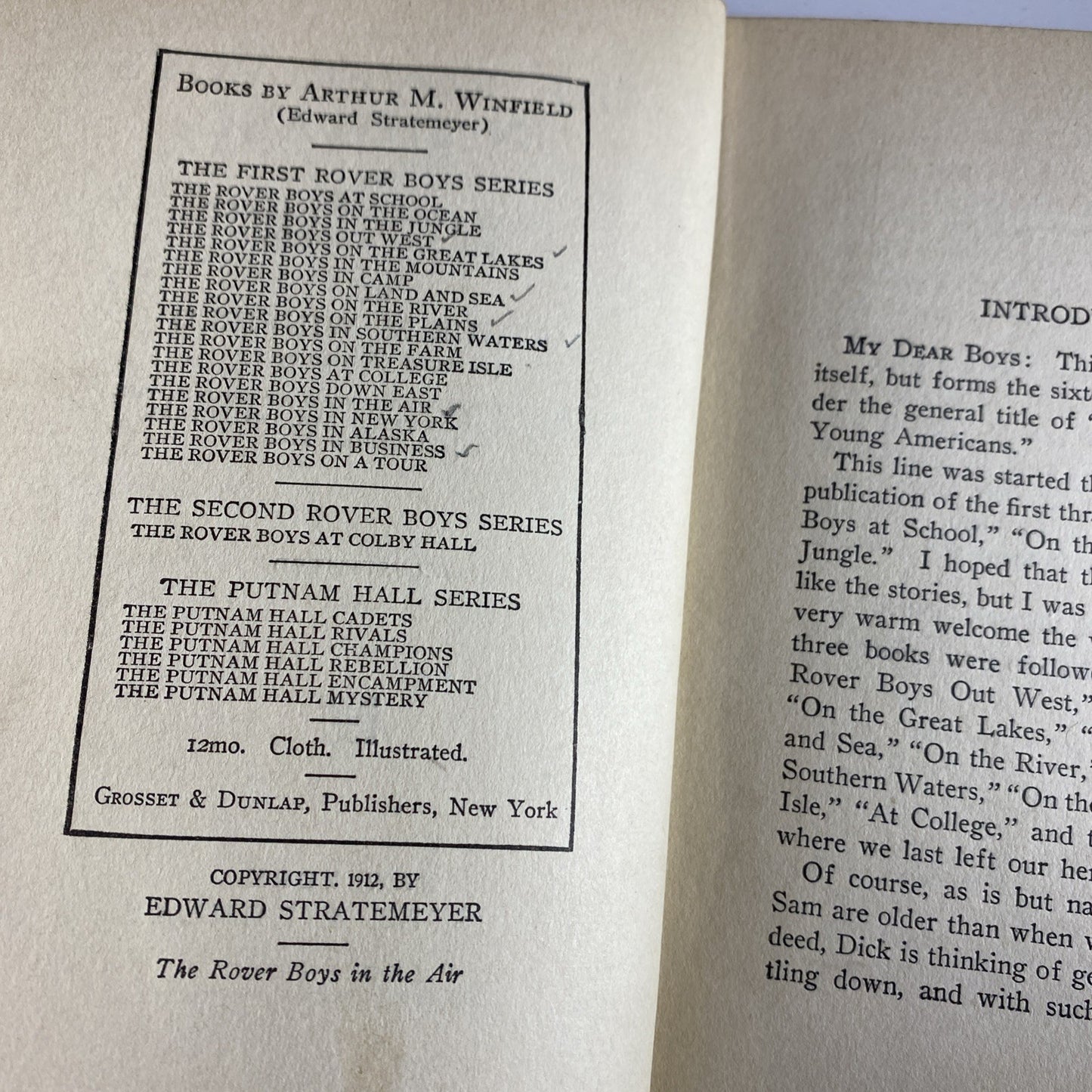 Antique Novel Chapter Book The Rover Boys on At School by Arthur M. Winfield