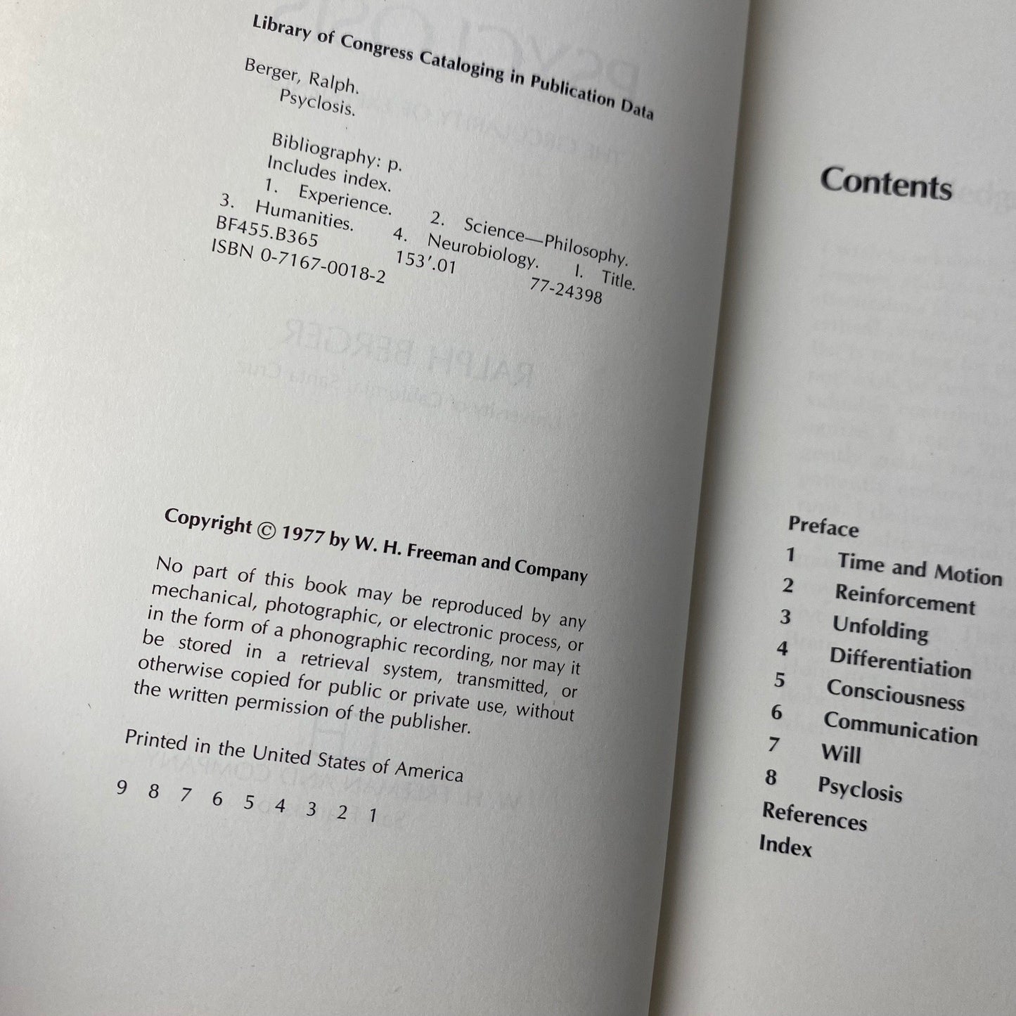 Spiritual Psyclosis The Circularity of Experience Ralph Berger 1977 First Ed