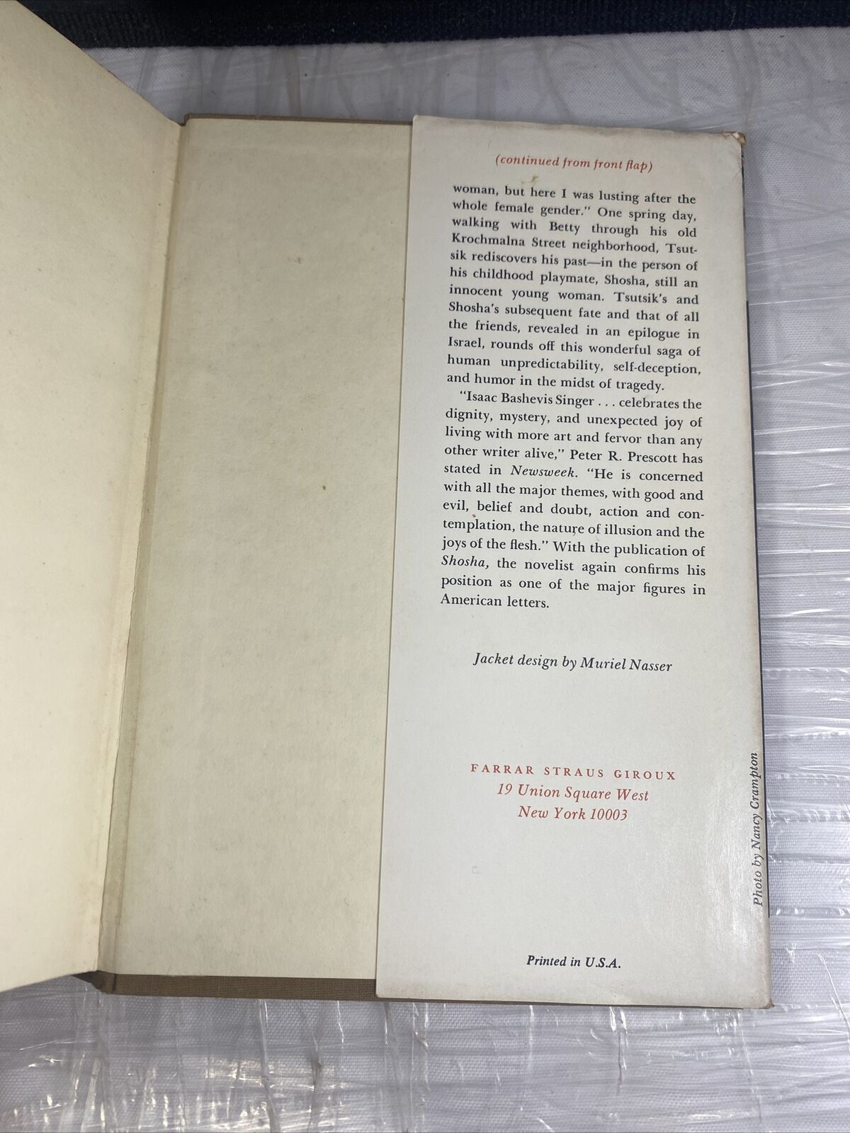 Shosha by Isaac Bashevis Singer (HCDJ, 1978) 6th Print Vintage 70s Novel