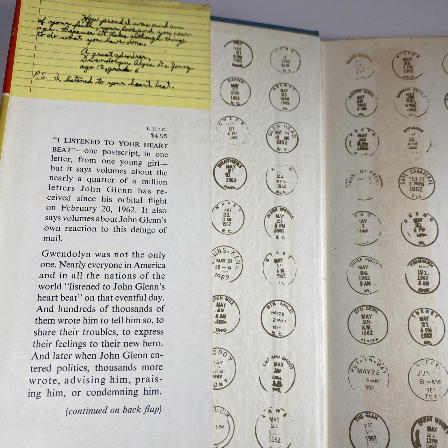 Letters To John Glenn World Book 1964 P. S. I Listened To Your Heartbeat