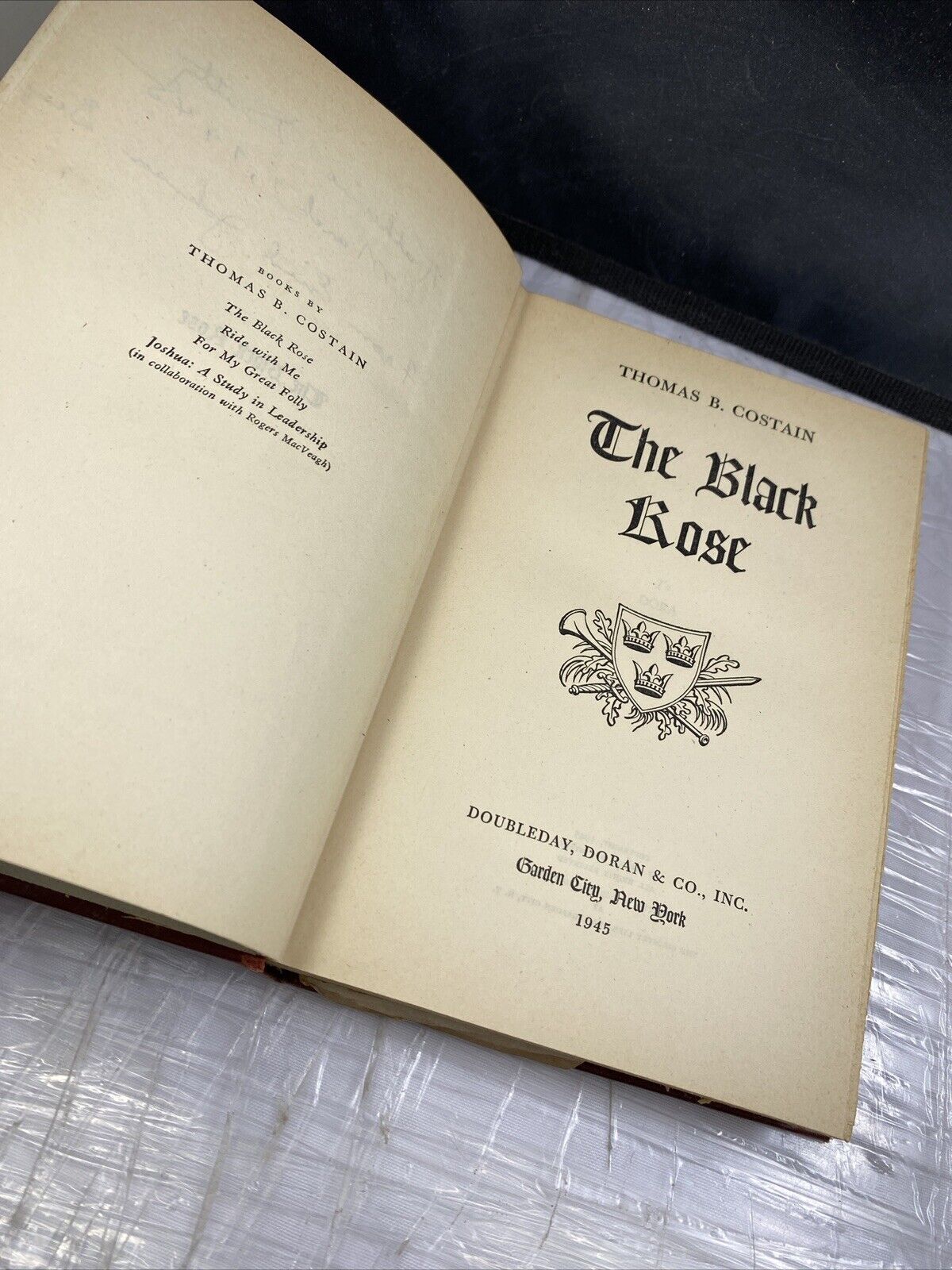 The Black Rose by Thomas B. Costain Hardcover Doubleday Vintage 40s Red Novel