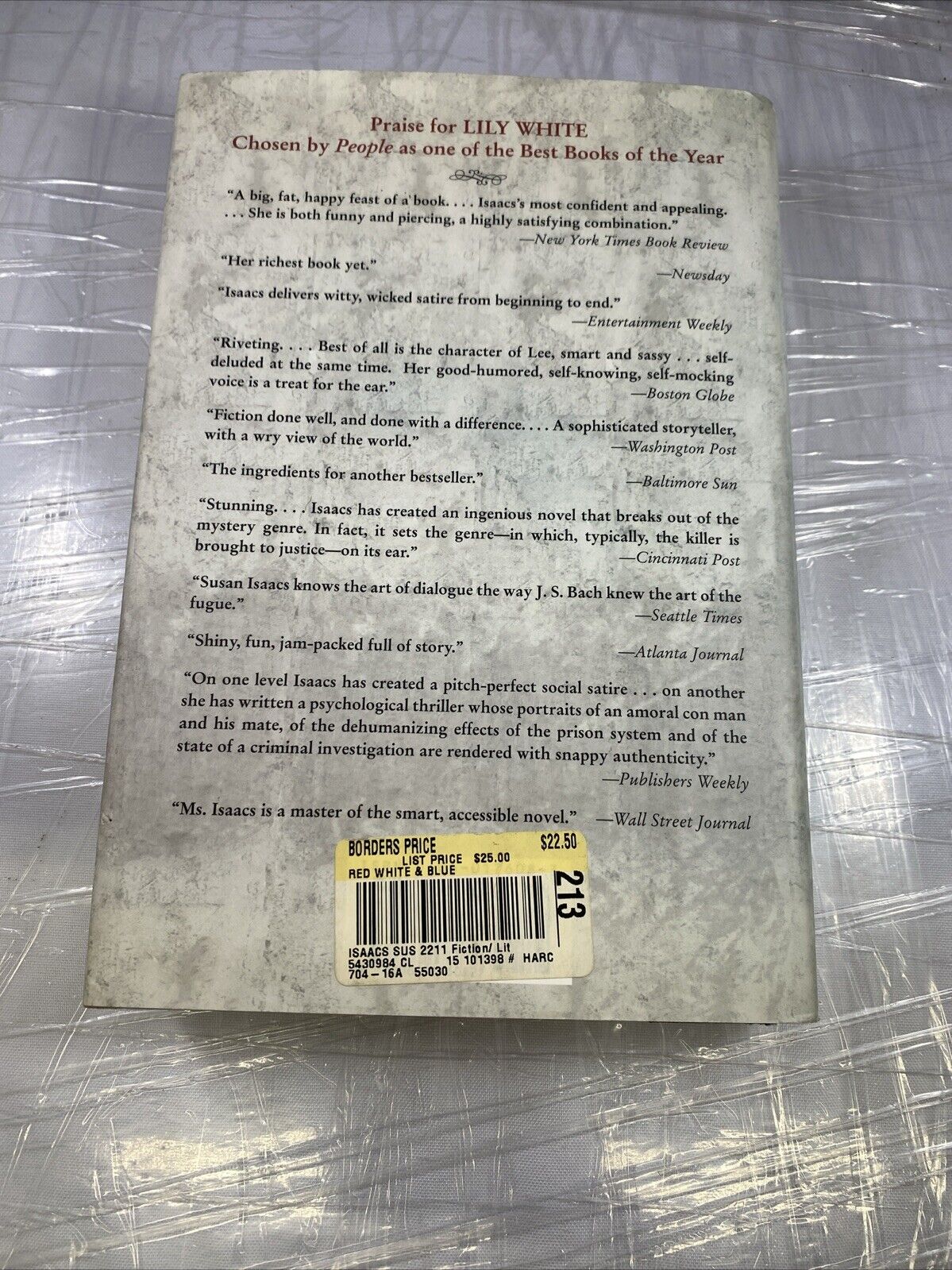 Red, White and Blue by Susan Isaacs - 1998 HC 1st Edition 1st Printing