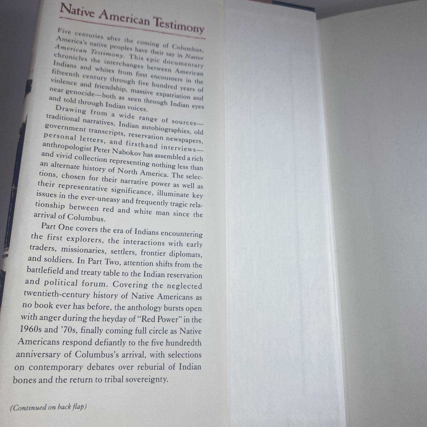 Native American Testimony by Peter Nabokov Chronicle Of Indian-white Relations