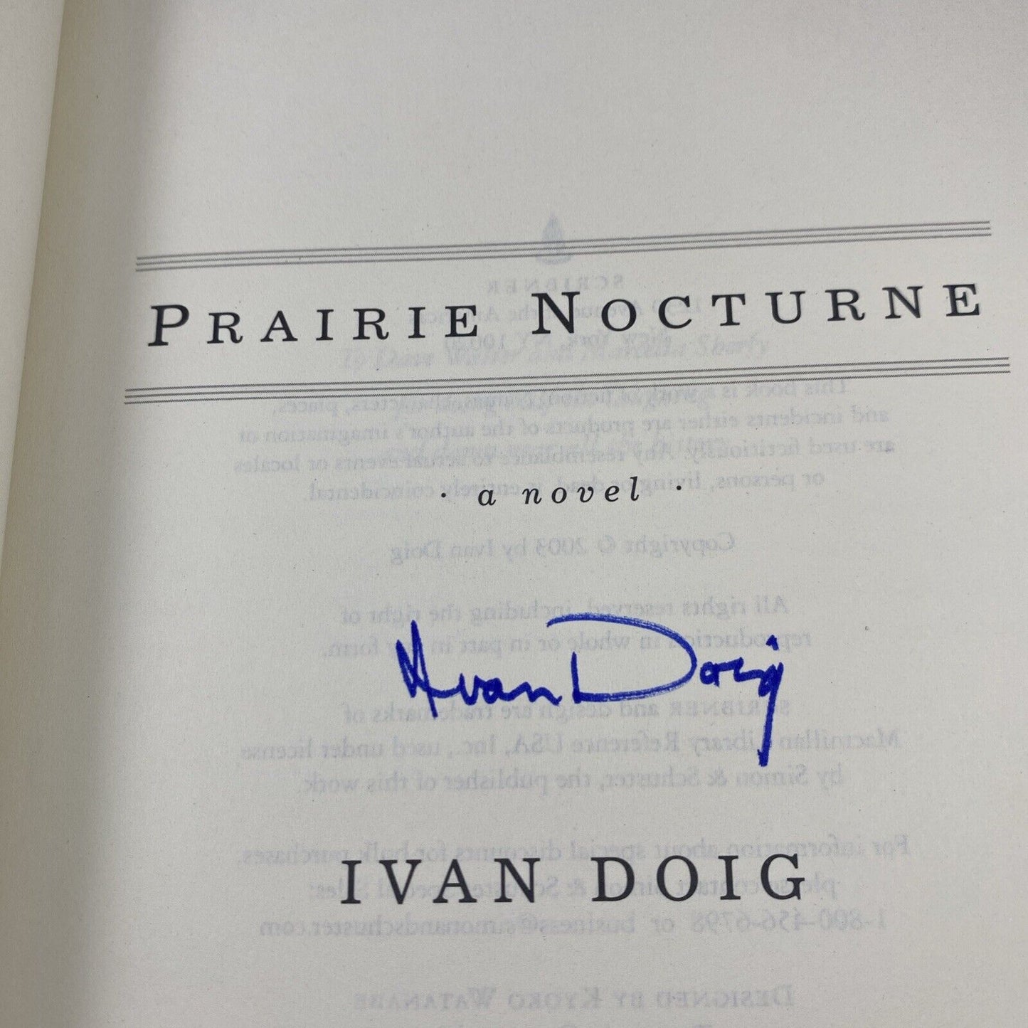 Prairie Nocturne by Ivan Doig (2003, Hardcover) SIGNED! Good Condition