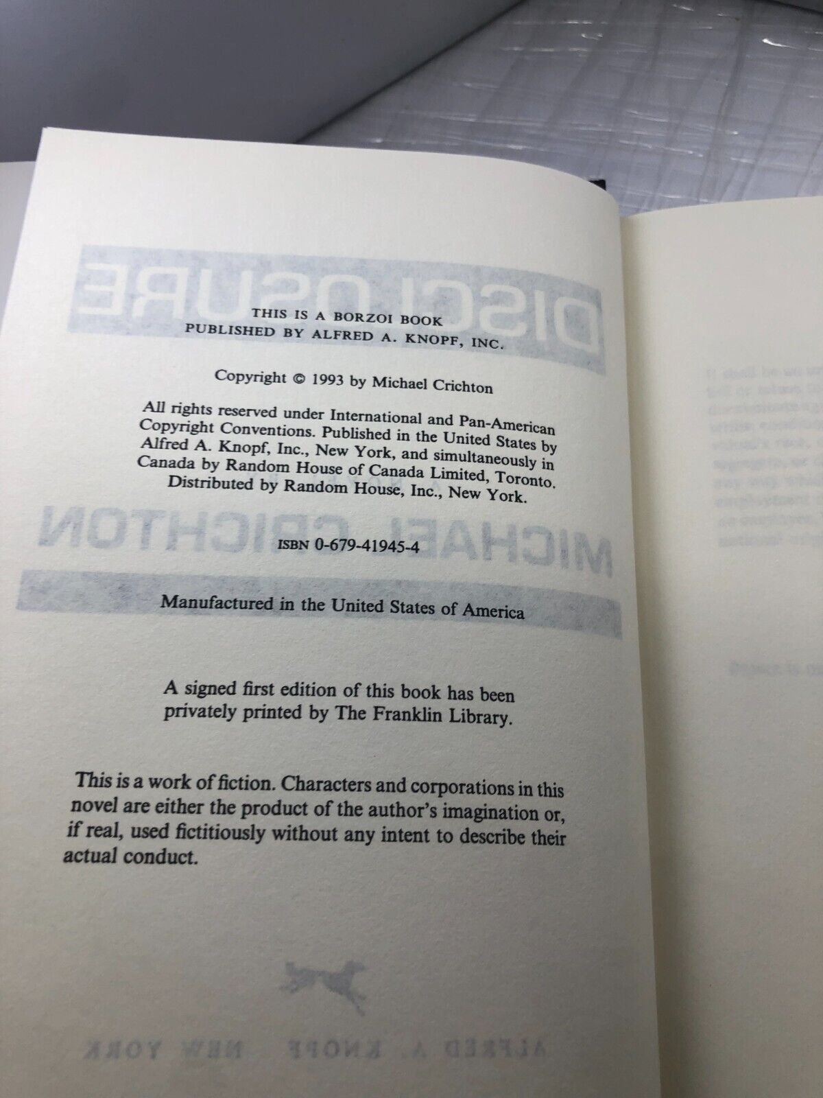 Disclosure by Michael Crichton (1994, Hardcover) Book Club ed.