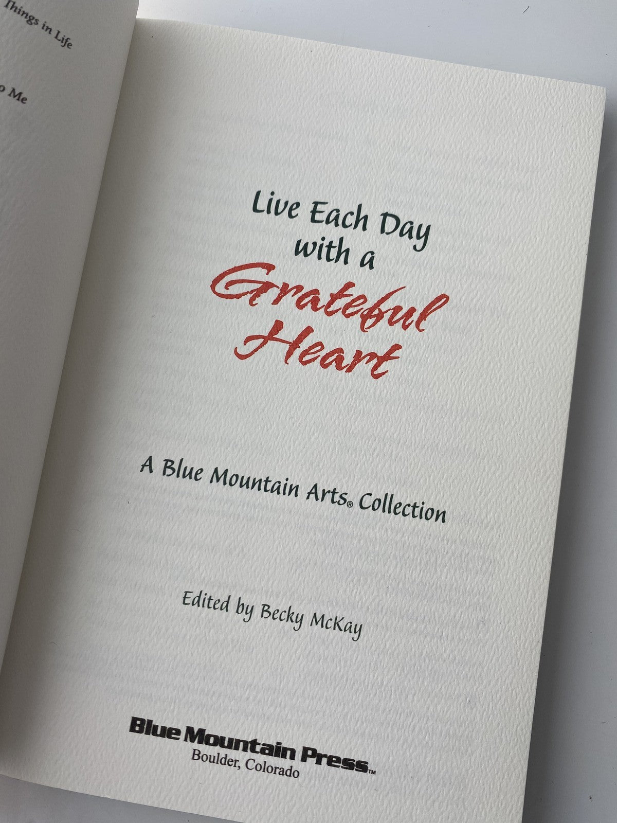 Live Each Day With a Grateful Heart Blue Mountain Arts Collection Softcover 2017