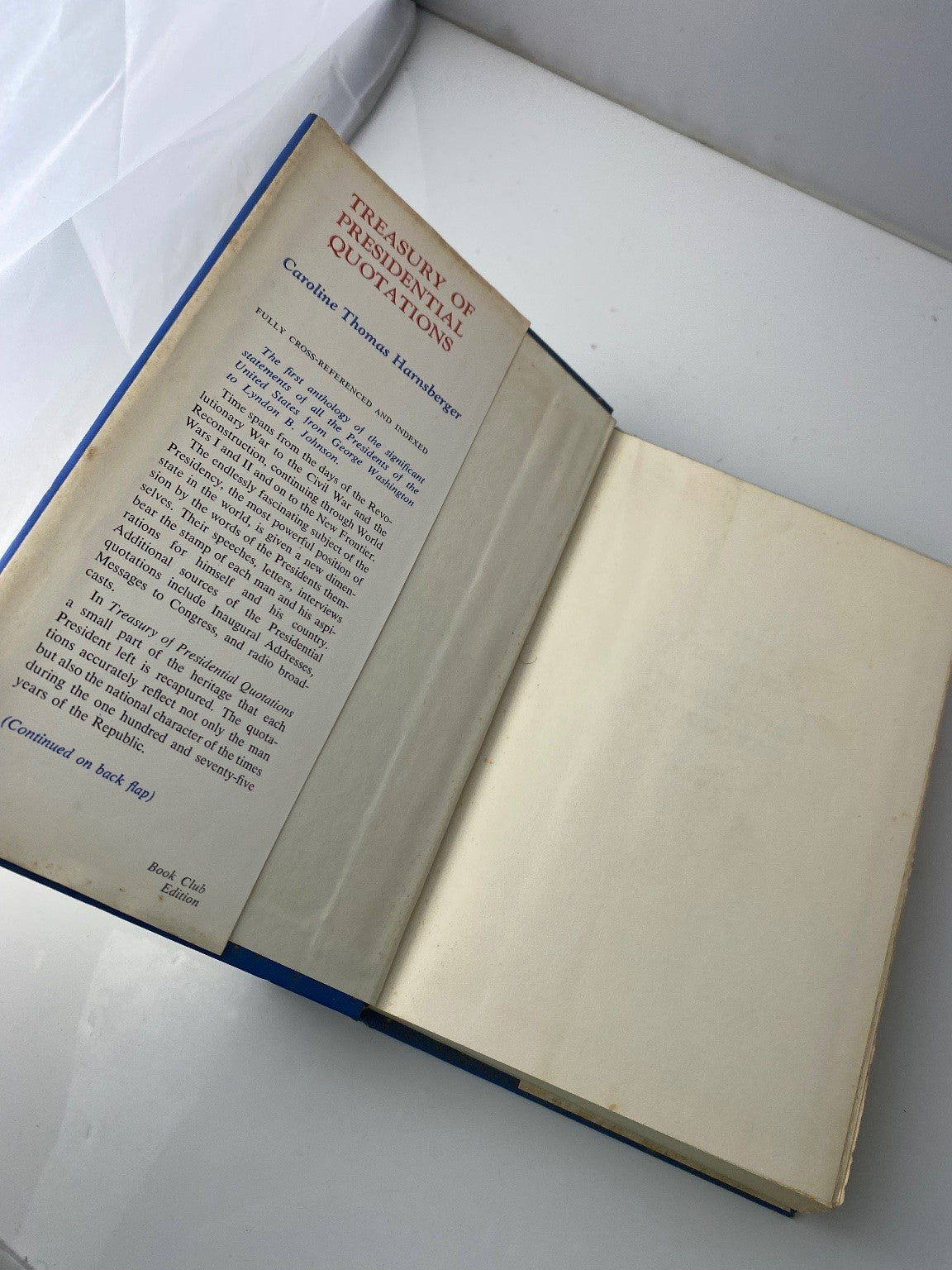 Treasury of Presidential Quotations Caroline Thomas Harnsberger 1964 Book Club