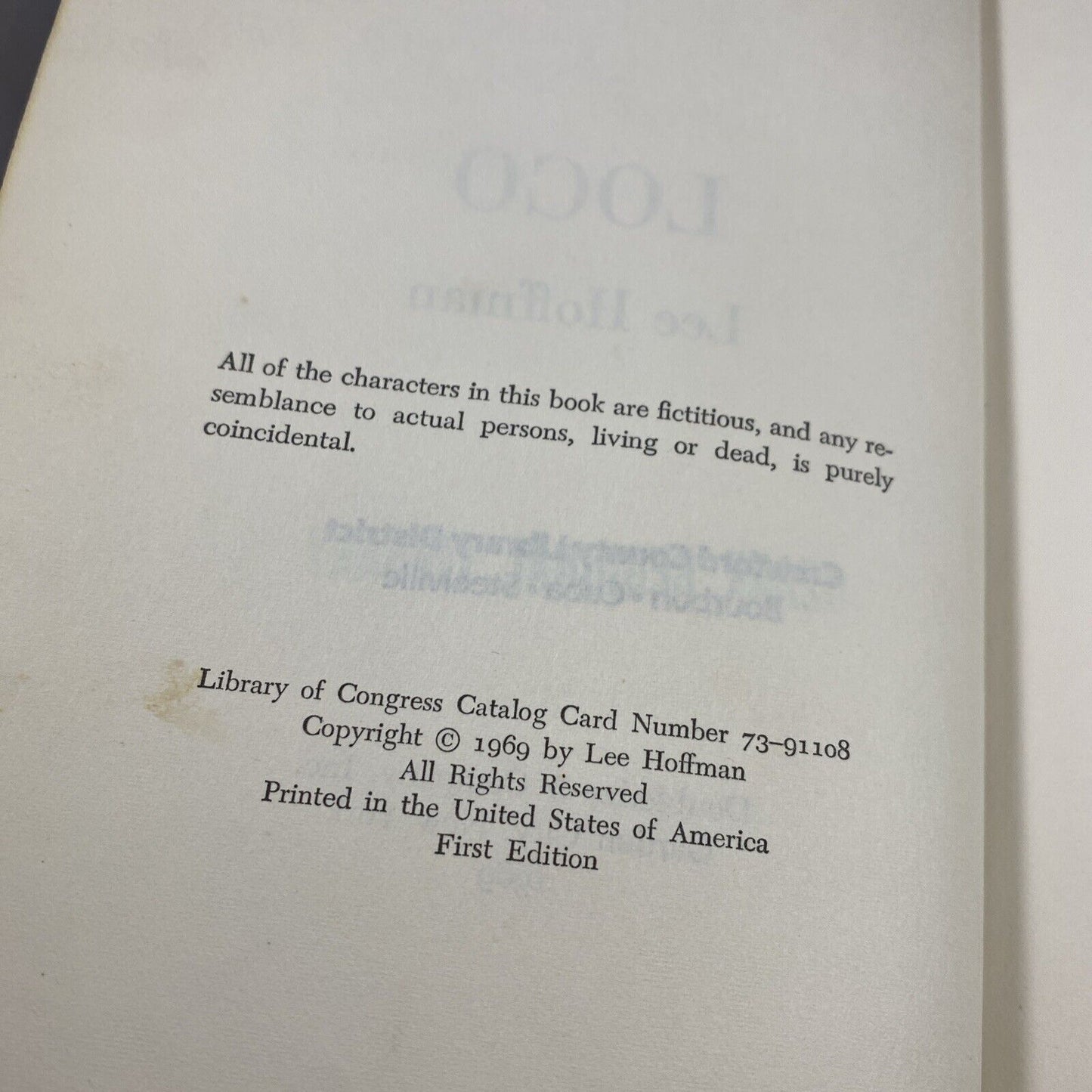 Loco Lee Hoffman 1969 First Edition EX Crawford County LibraryRare Western Novel