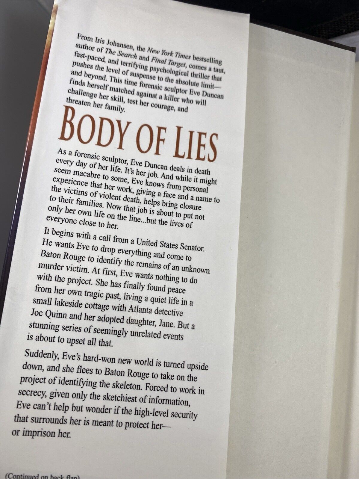 Body of Lies (Eve Duncan) - Hardcover By Iris Johansen - GOOD BCE