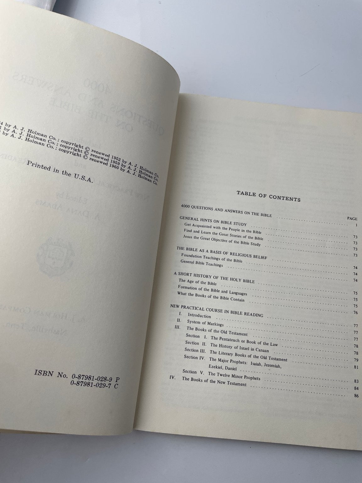 4000 Questions and Answers on the Bible A.J. Holman 1960 Bible Study