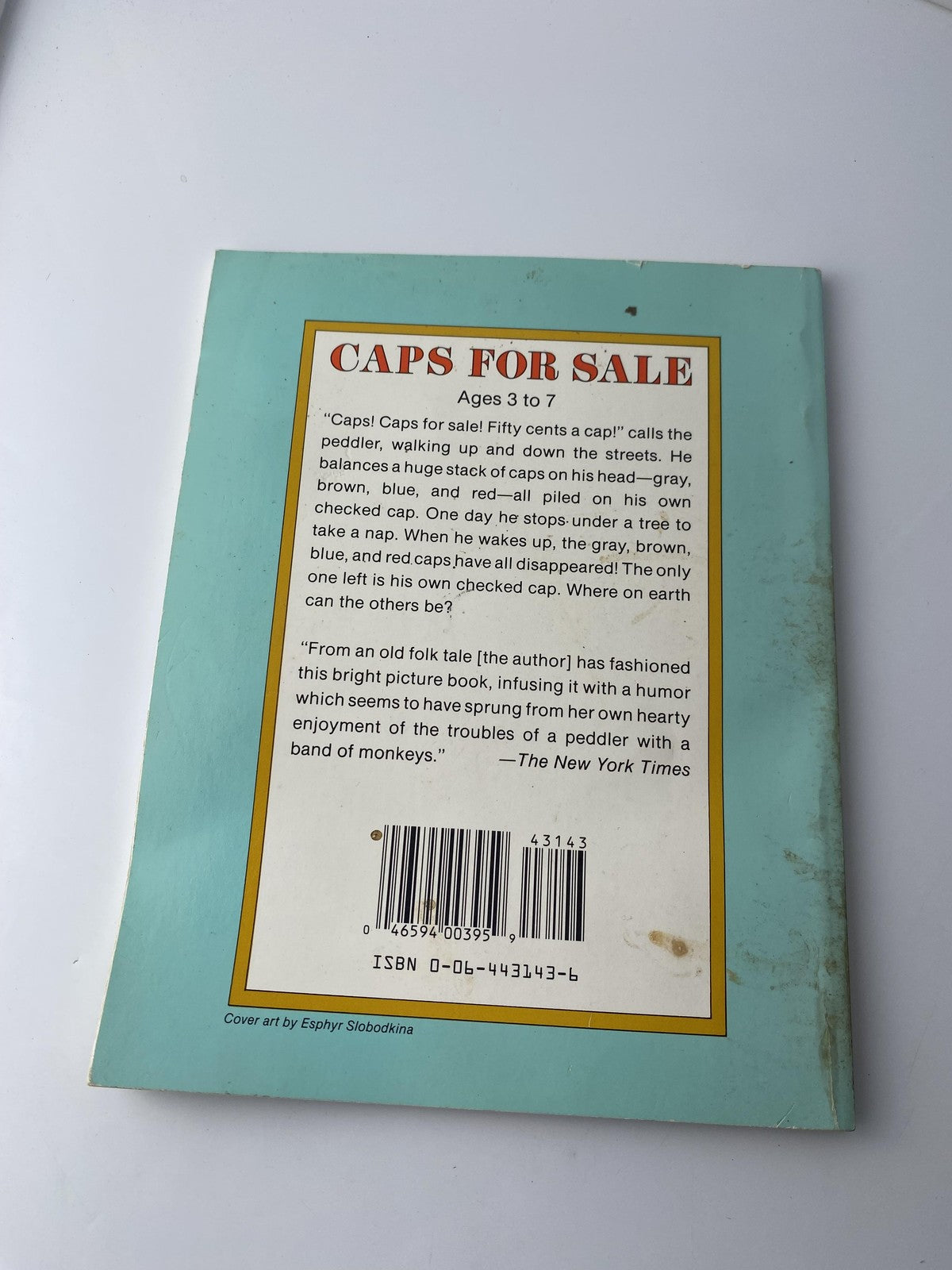 Vintage Caps For Sale Esphyr Slobodkina Children’s Book Softcover 1987 Reading R