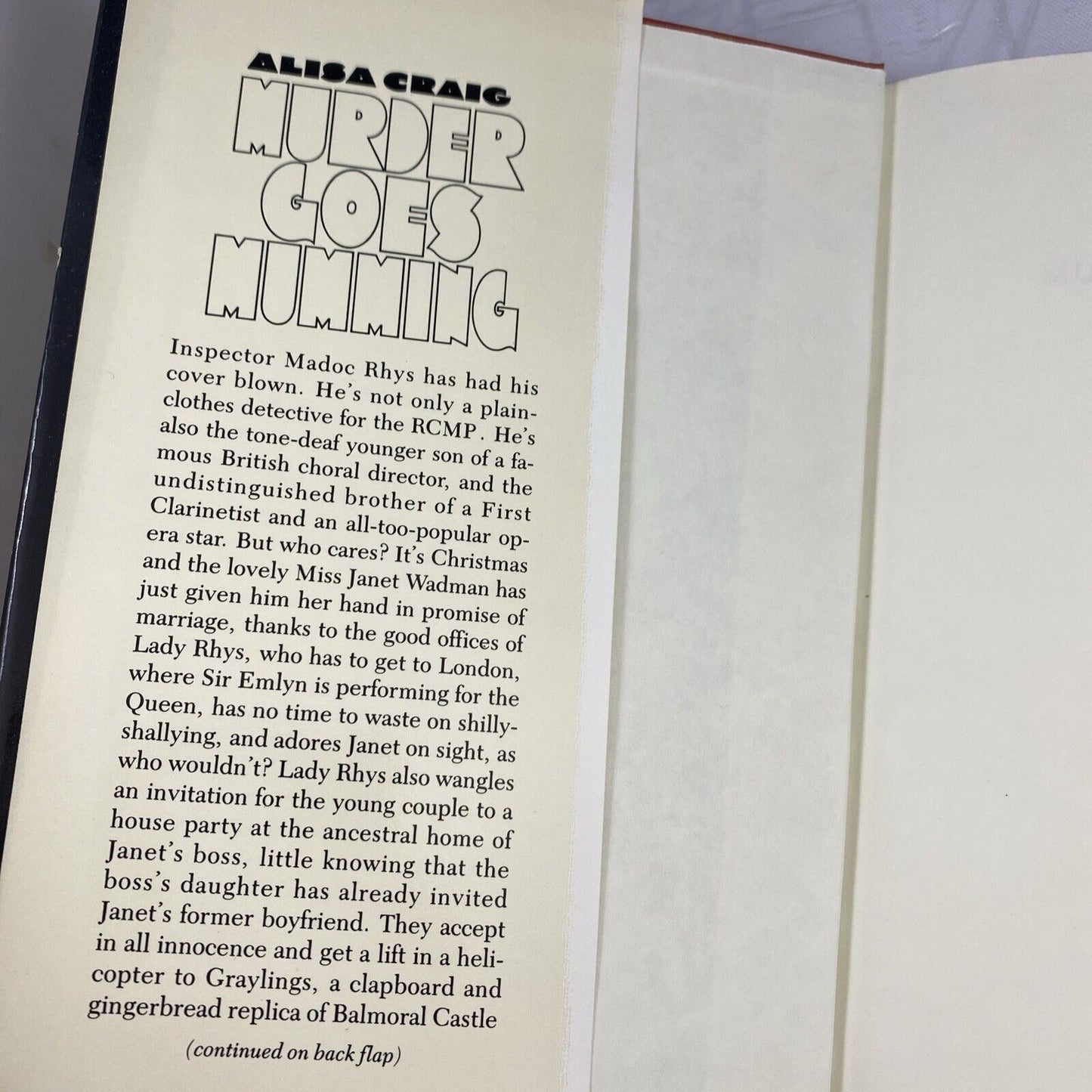 MURDER GOES MUMMING by Alisa Craig, 1981 HCDJ, Doubleday Vintage Book Club Ed